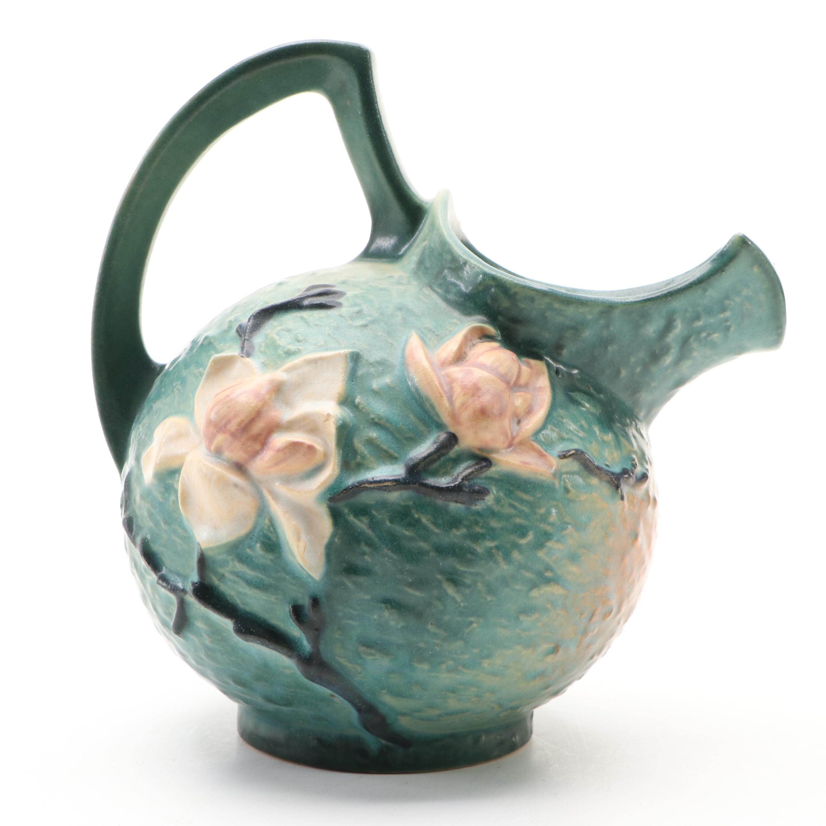 Roseville Pottery "Magnolia" Pitcher and "Thornapple" Vase