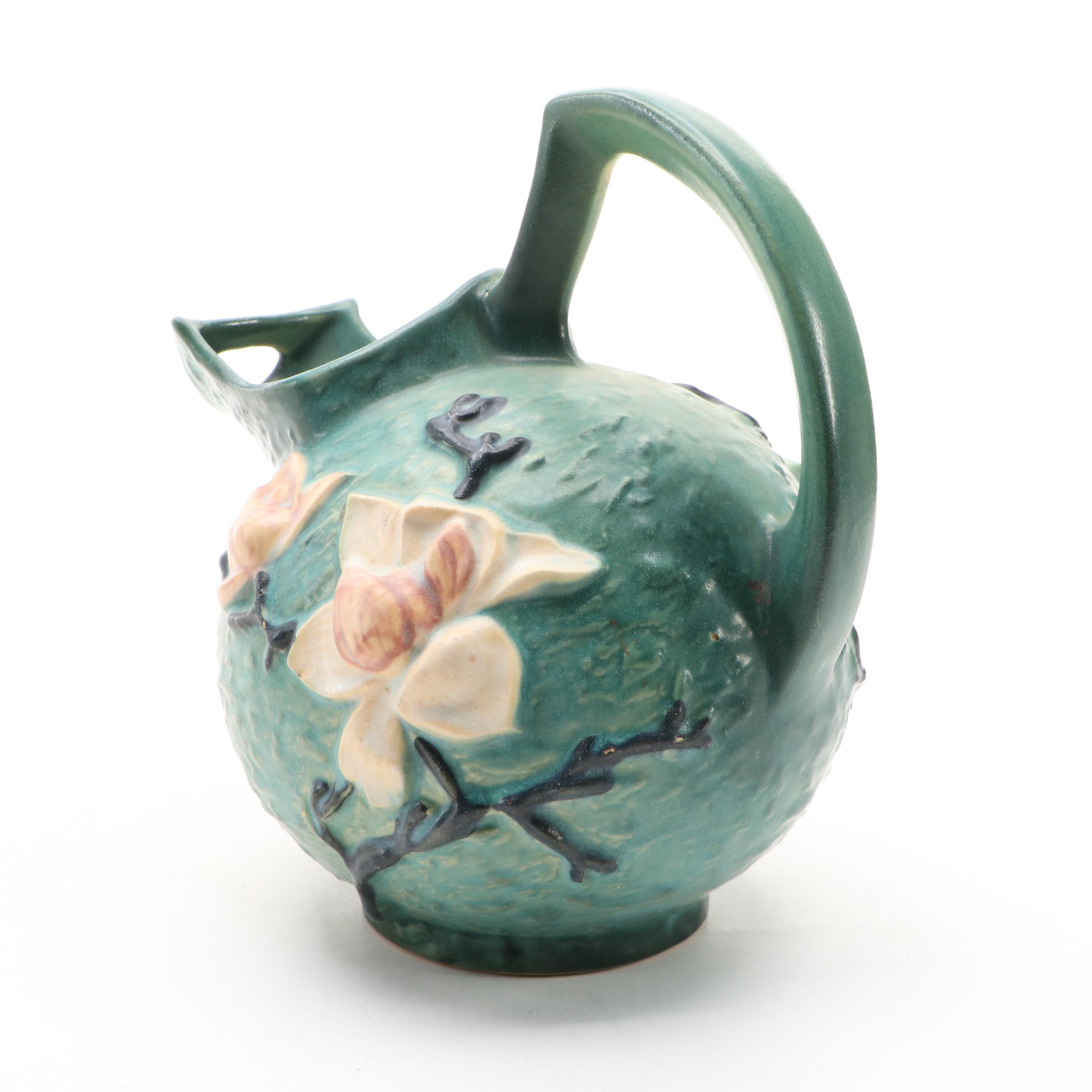 Roseville Pottery "Magnolia" Pitcher and "Thornapple" Vase