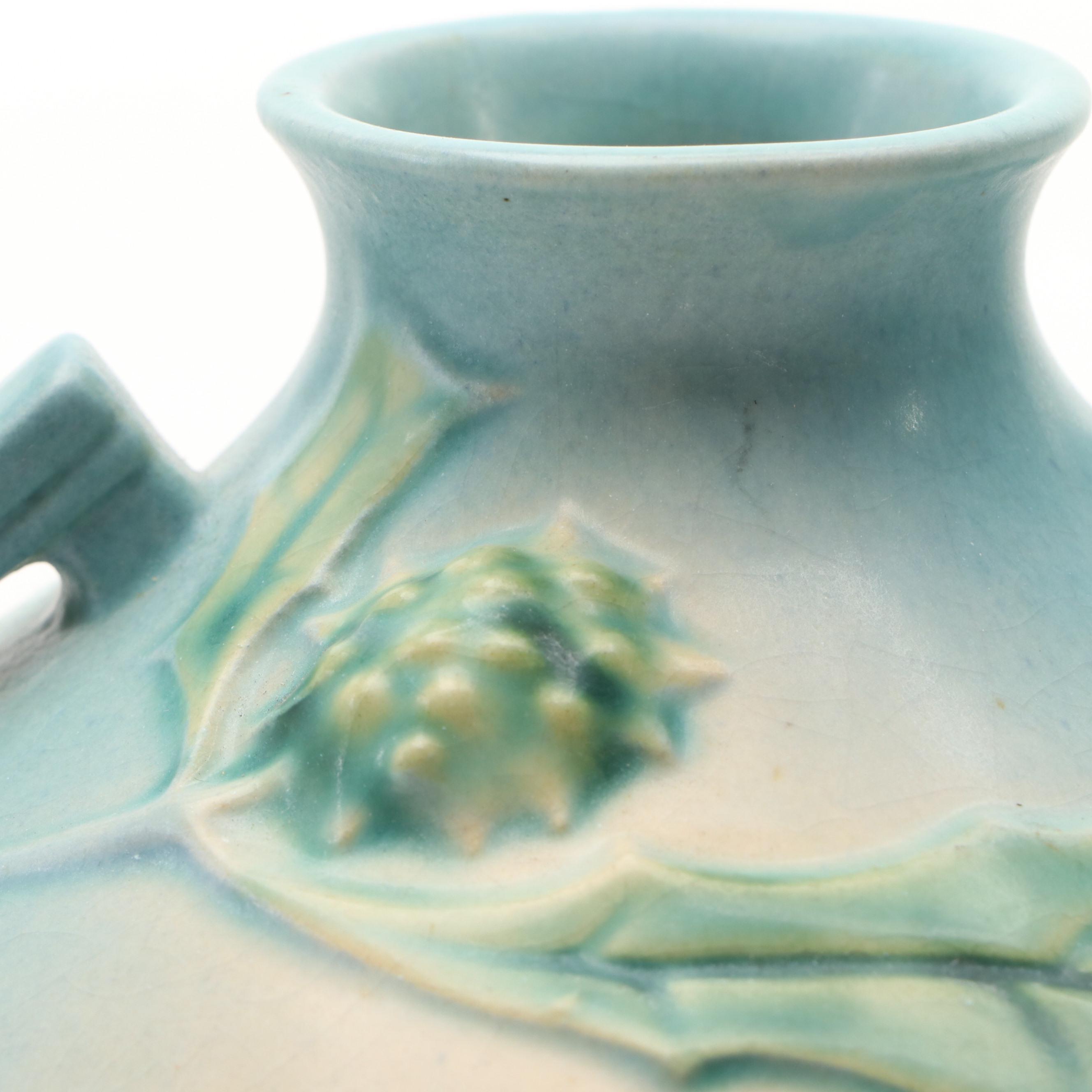 Roseville Pottery "Magnolia" Pitcher and "Thornapple" Vase