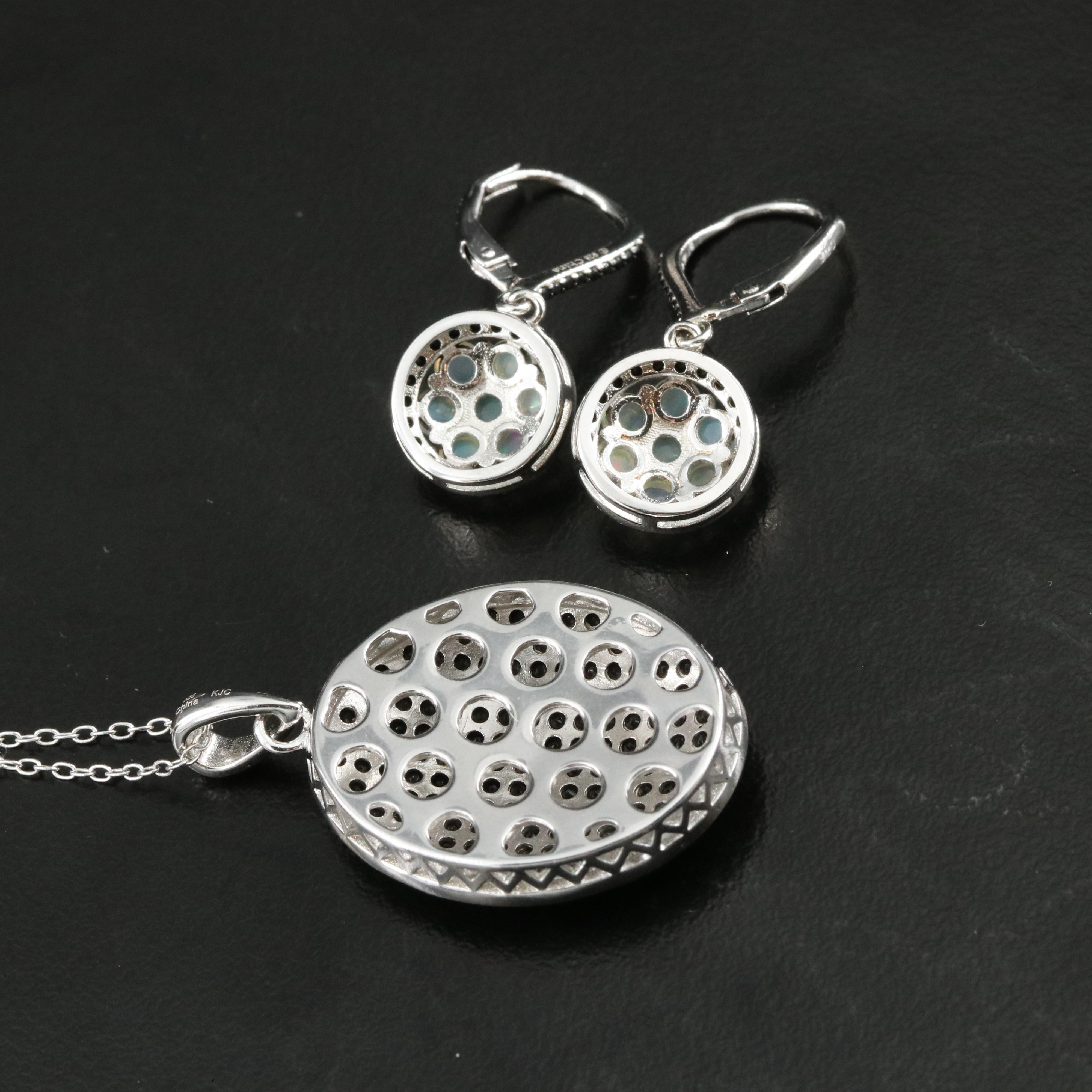 Sterling Opal, Citrine and Spinel Bracelet, Earrings and Pendant Necklace