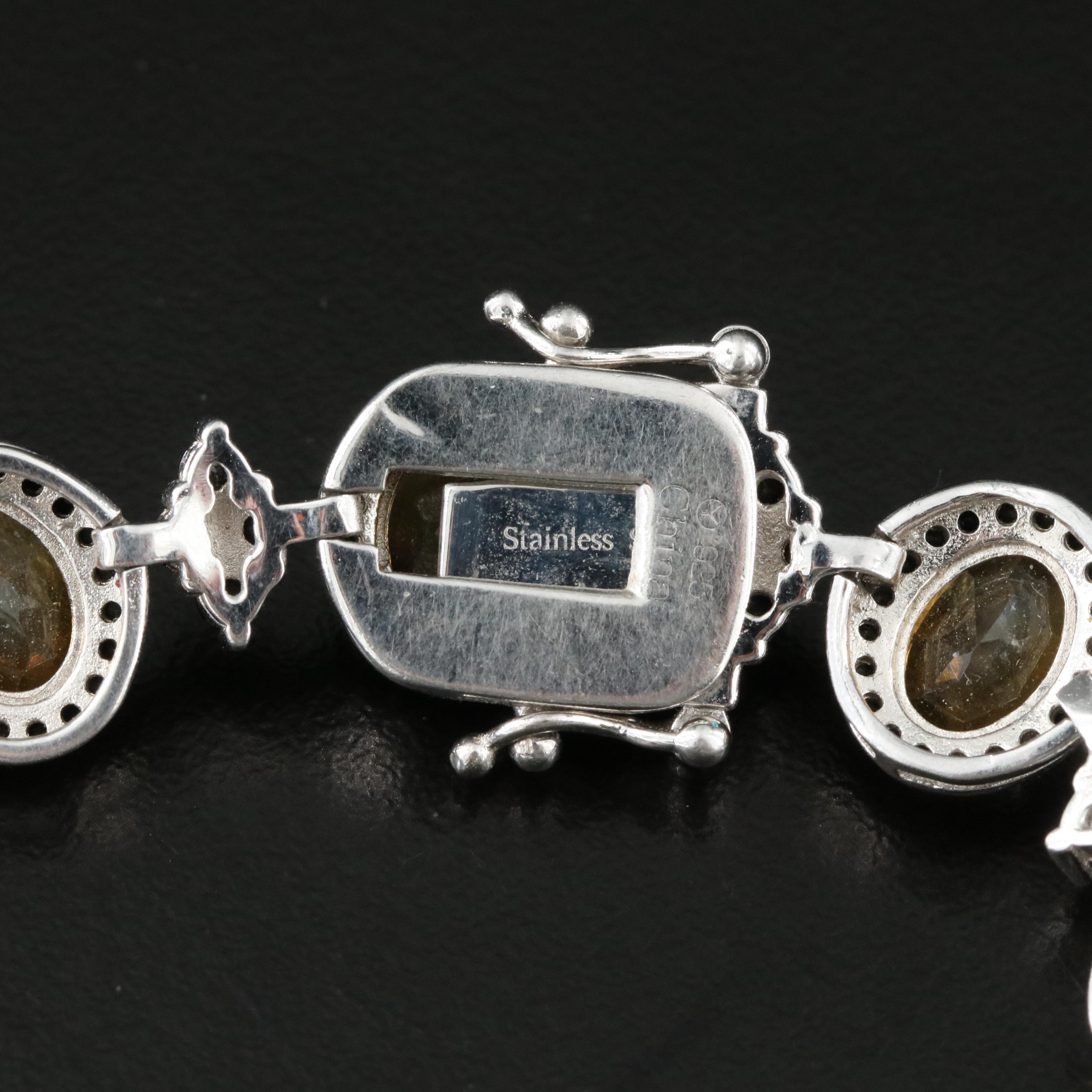 Sterling Opal, Citrine and Spinel Bracelet, Earrings and Pendant Necklace