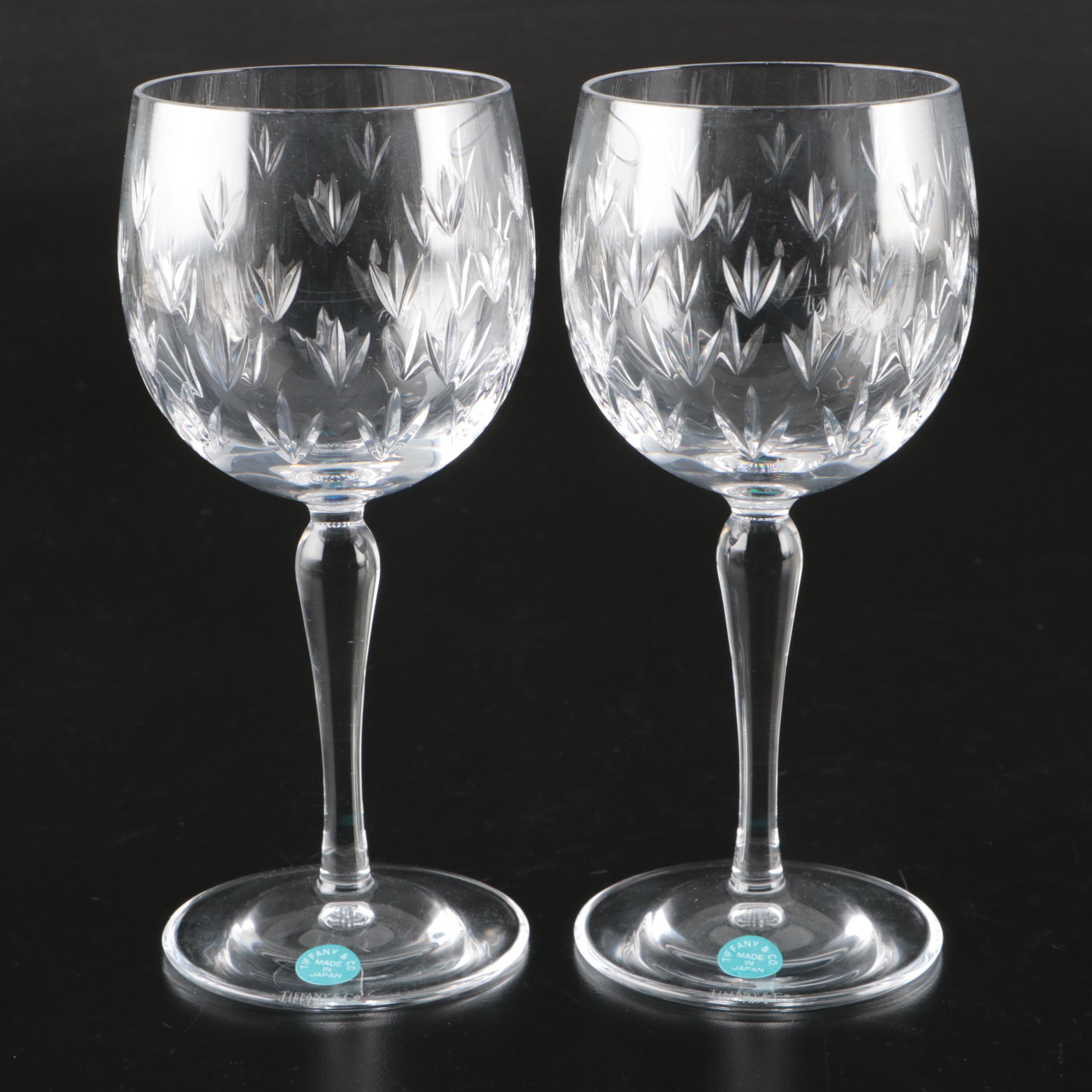 Pair of Tiffany & Co. Crystal Wine Glasses