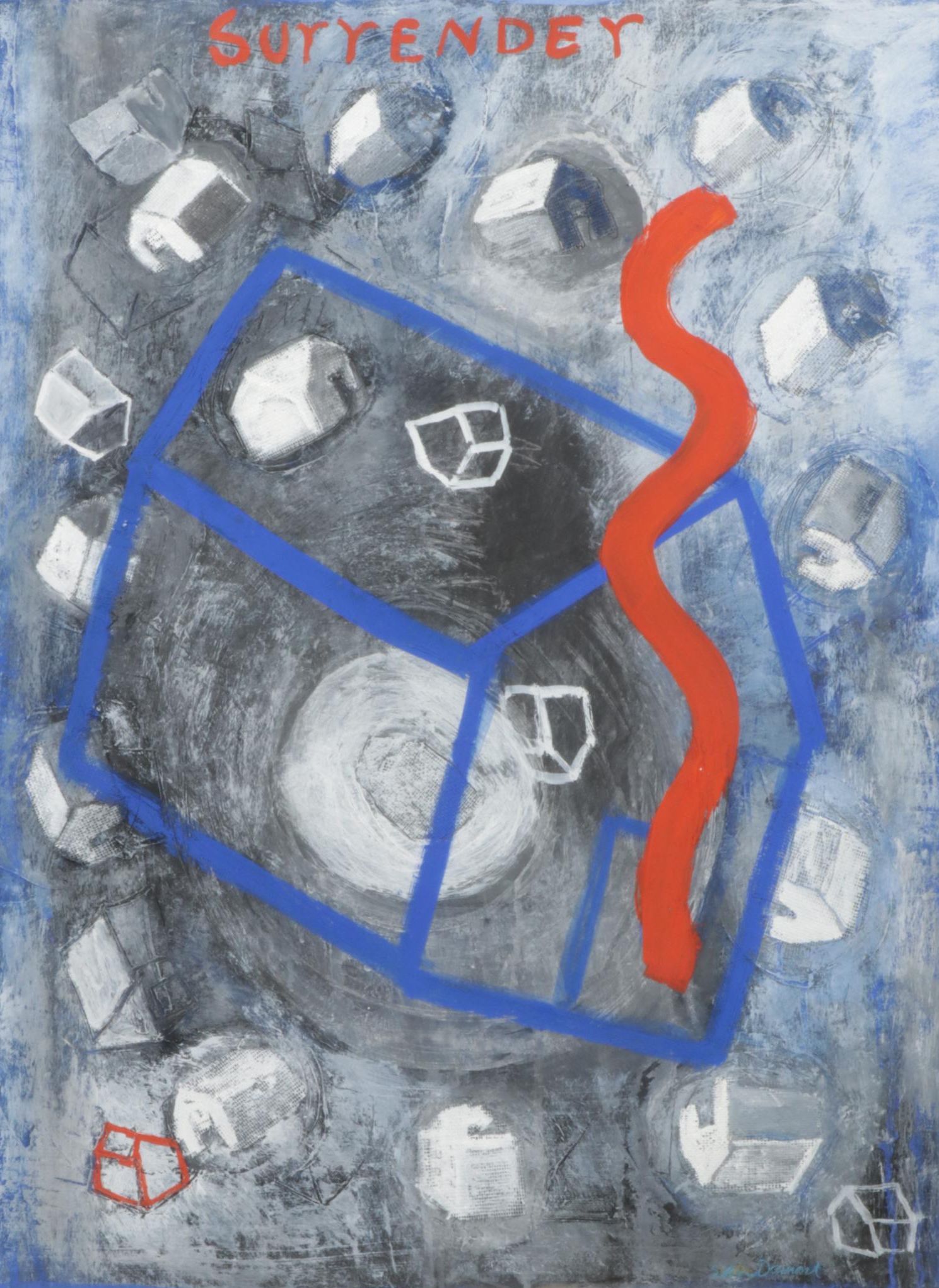 Elba Damast "Surrender" Mixed Media Painting