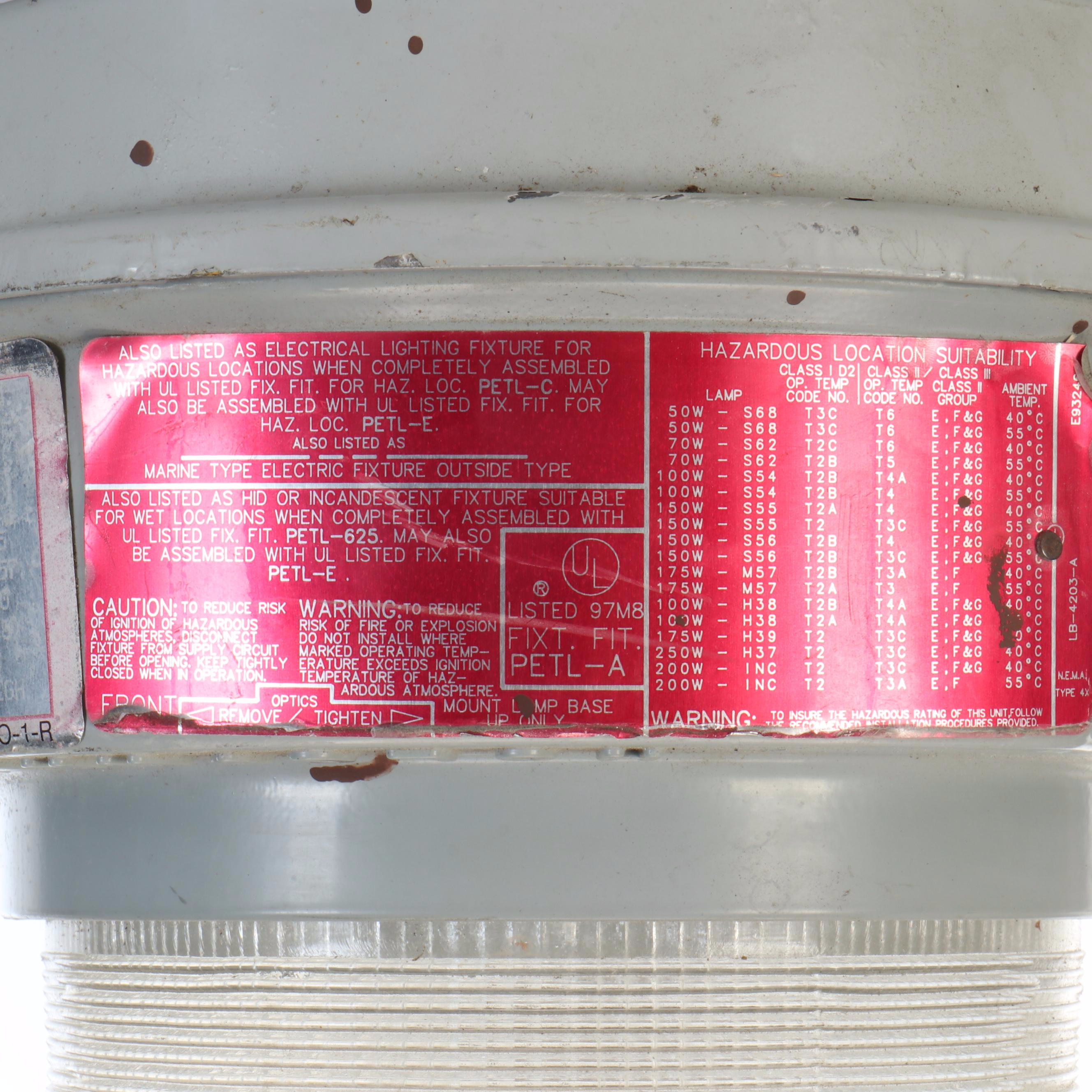 Holophane Hazardous Locations High Heat & Marine Safe Light Fixture
