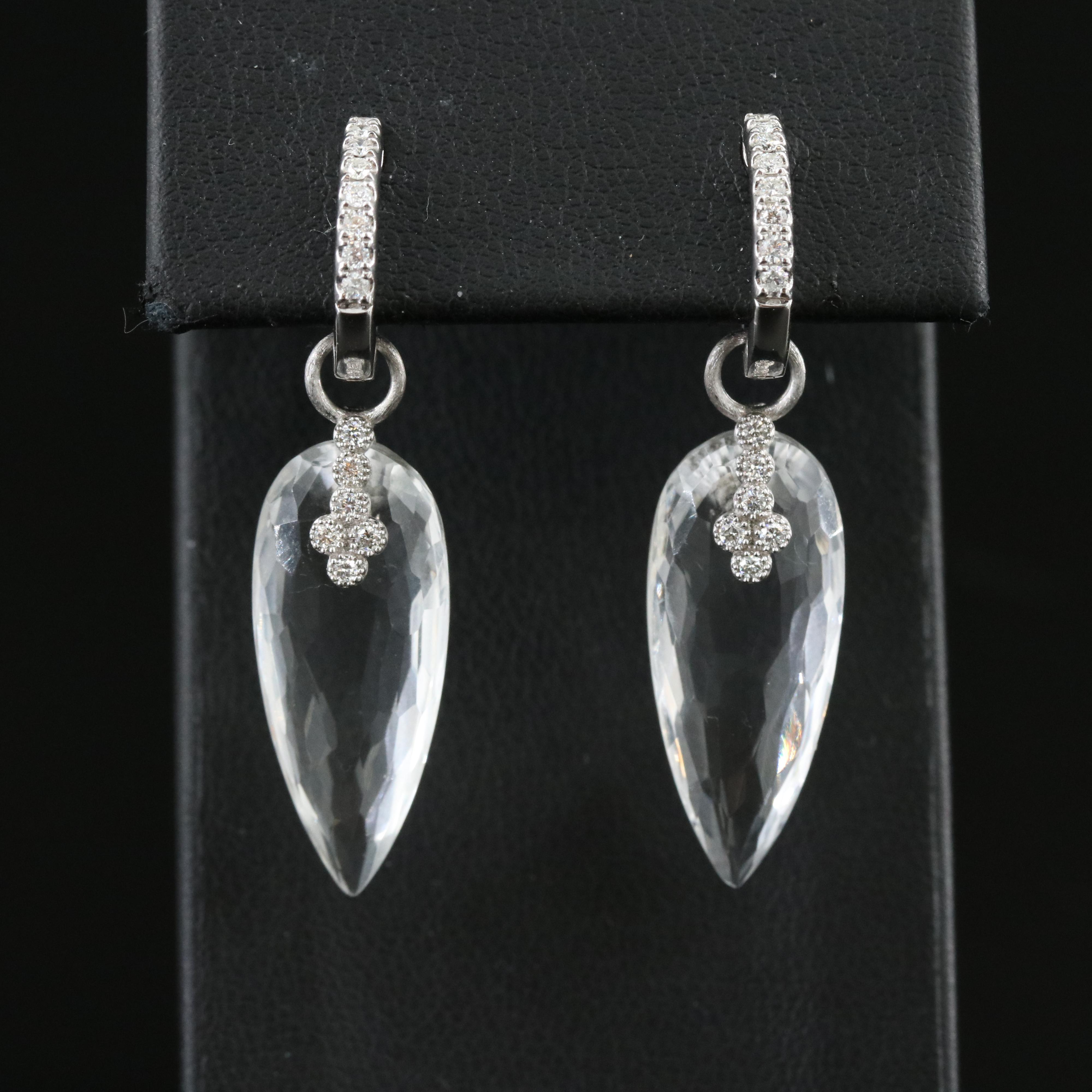 14K White Topaz and Diamond Earrings and 18K Enhancers