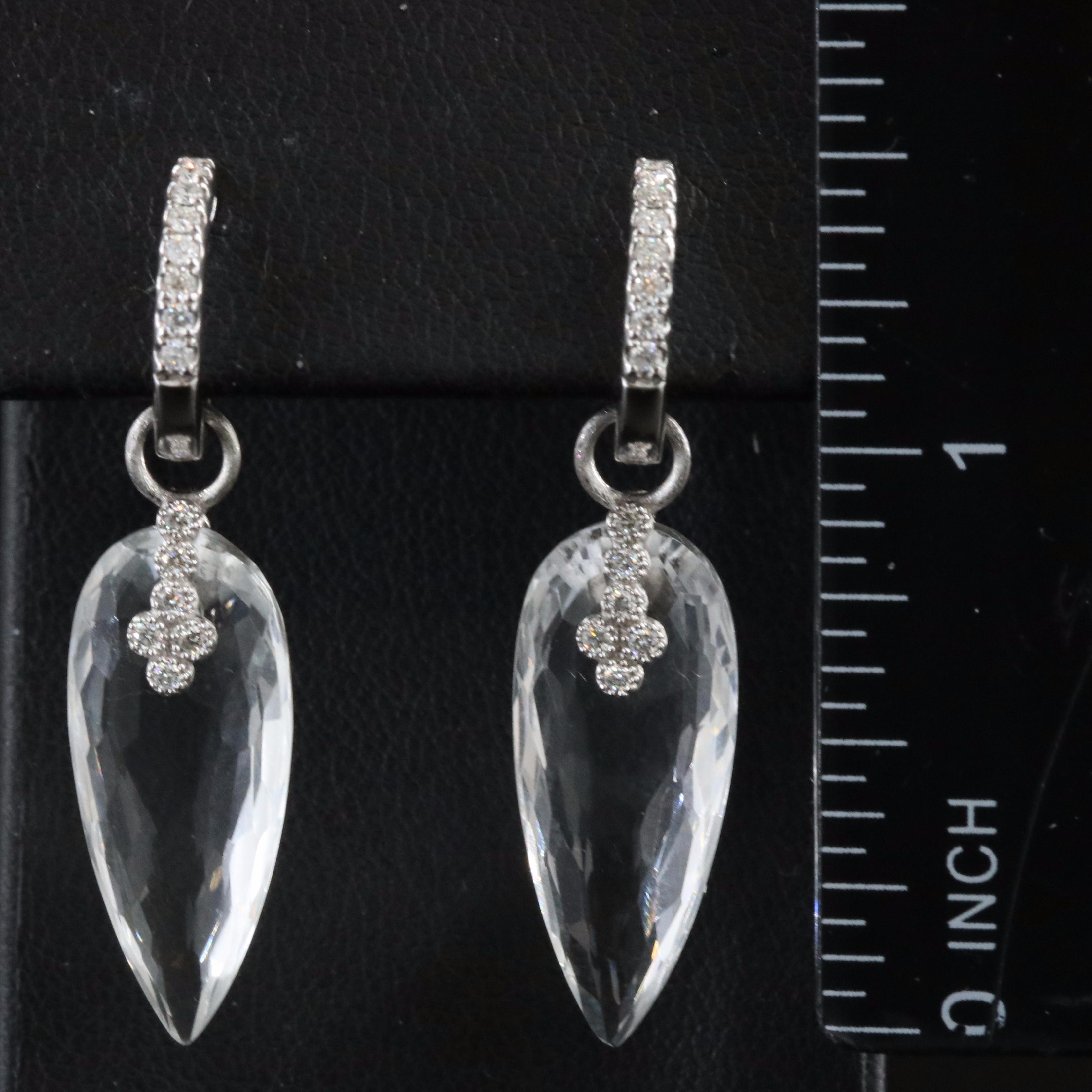 14K White Topaz and Diamond Earrings and 18K Enhancers