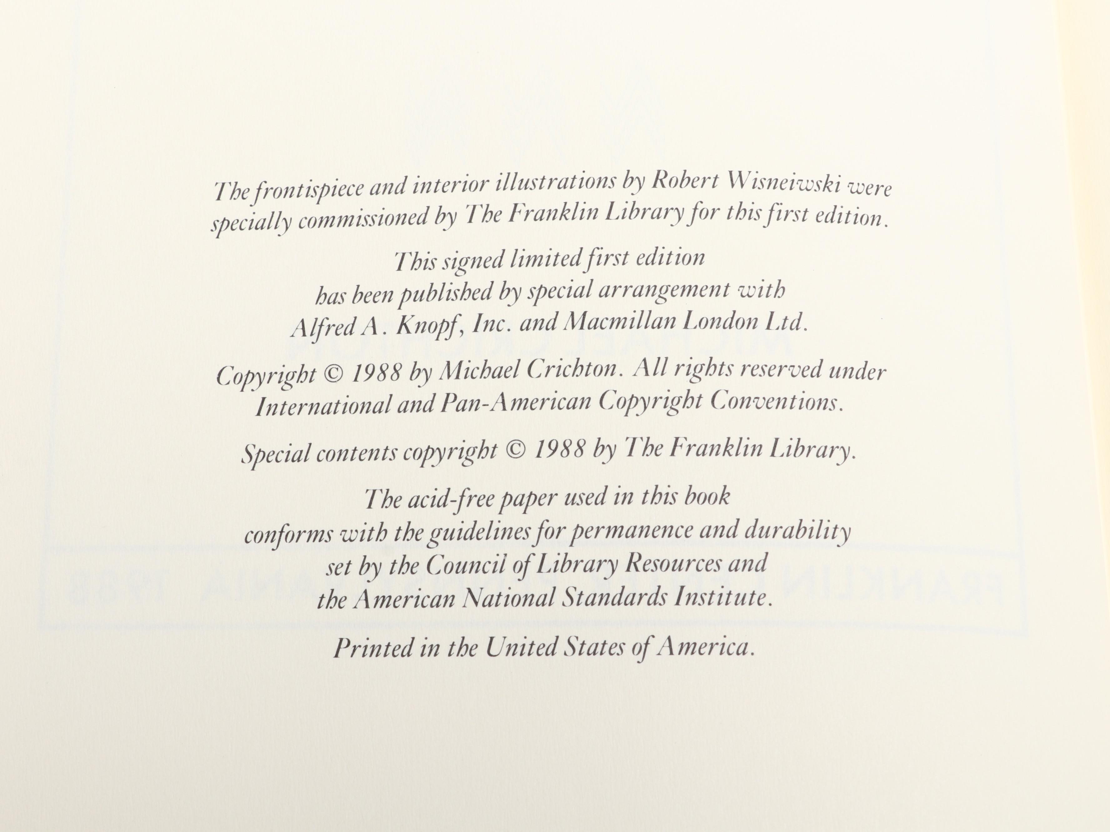 Franklin Library Signed First Edition "Travels" by Michael Crichton and More