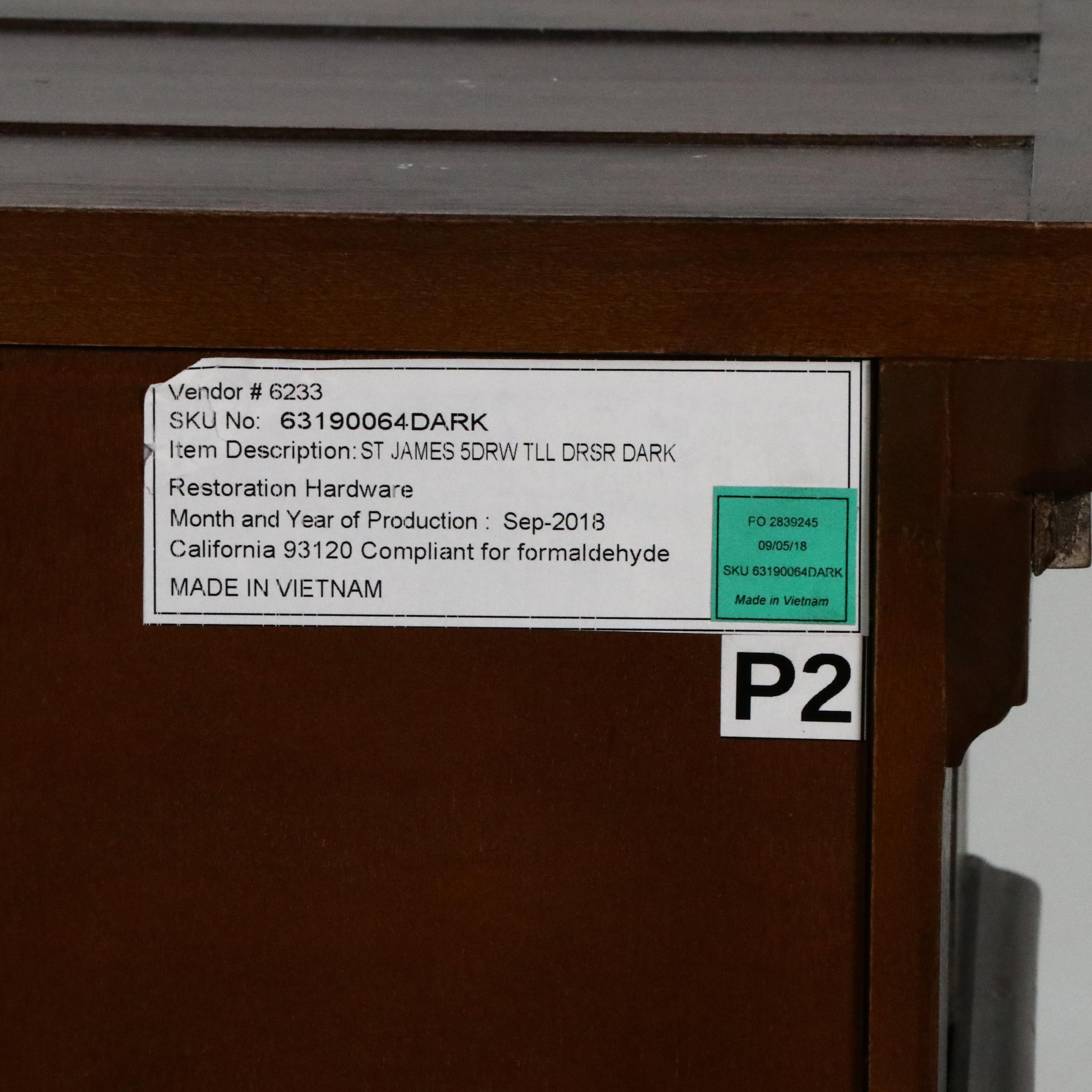 Restoration Hardware "St. James" Five-Drawer Chest, 2018