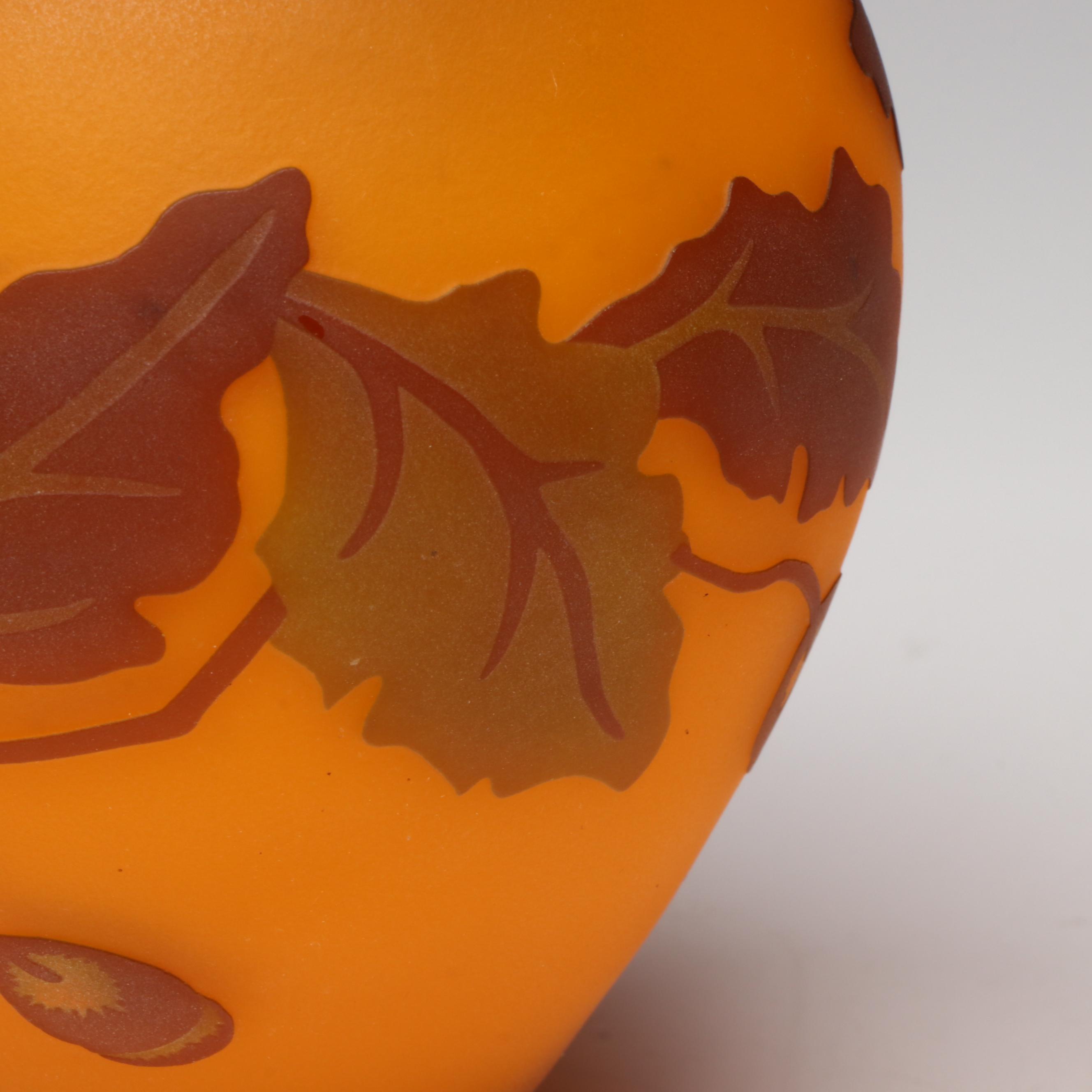 Oak Tree Cameo Glass Vase with Art Deco Milk Glass Boudoir Lamp