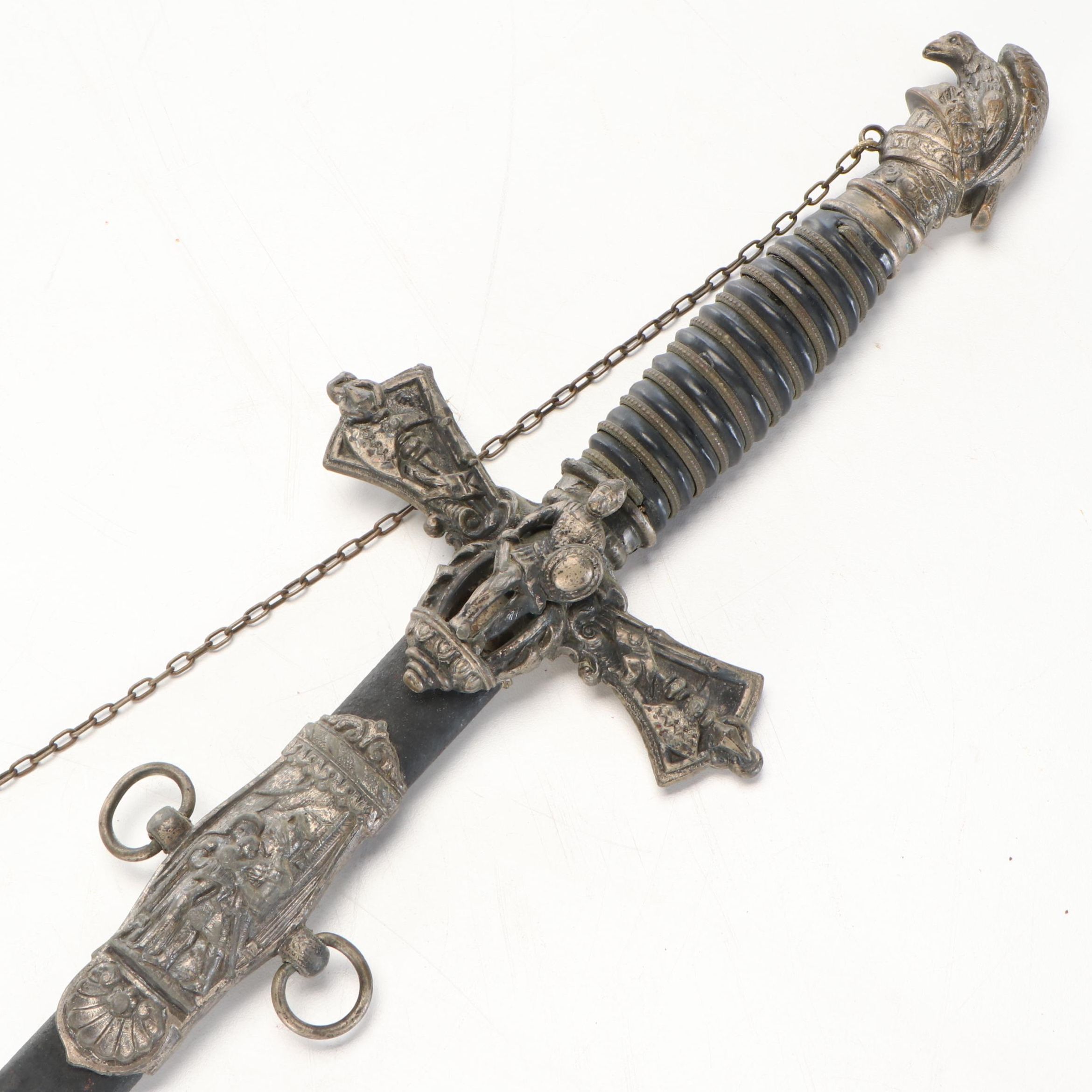 Metal Sword with Knight Head Handle