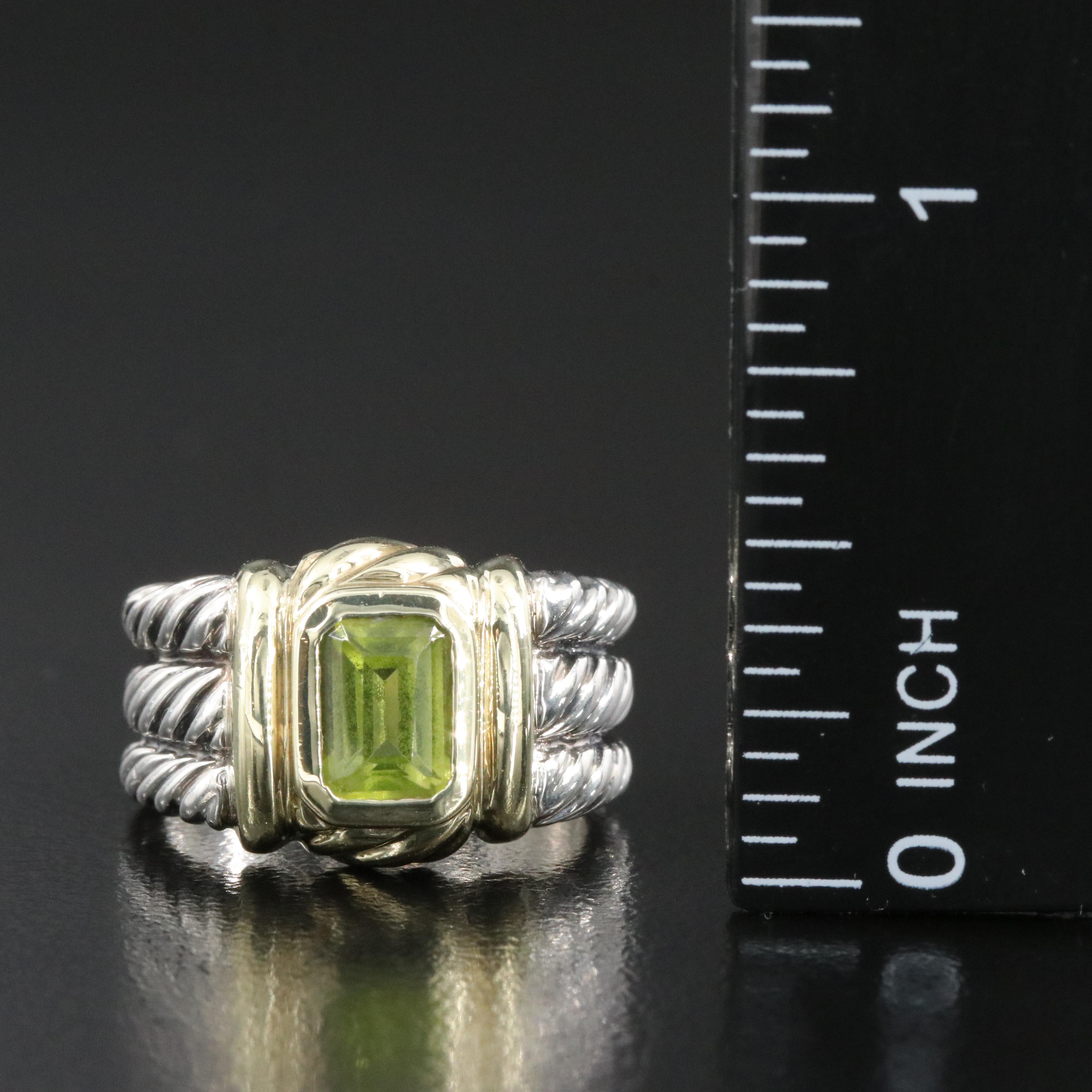 David Yurman Noblesse Sterling, 14K and Peridot Triple Cable Ring