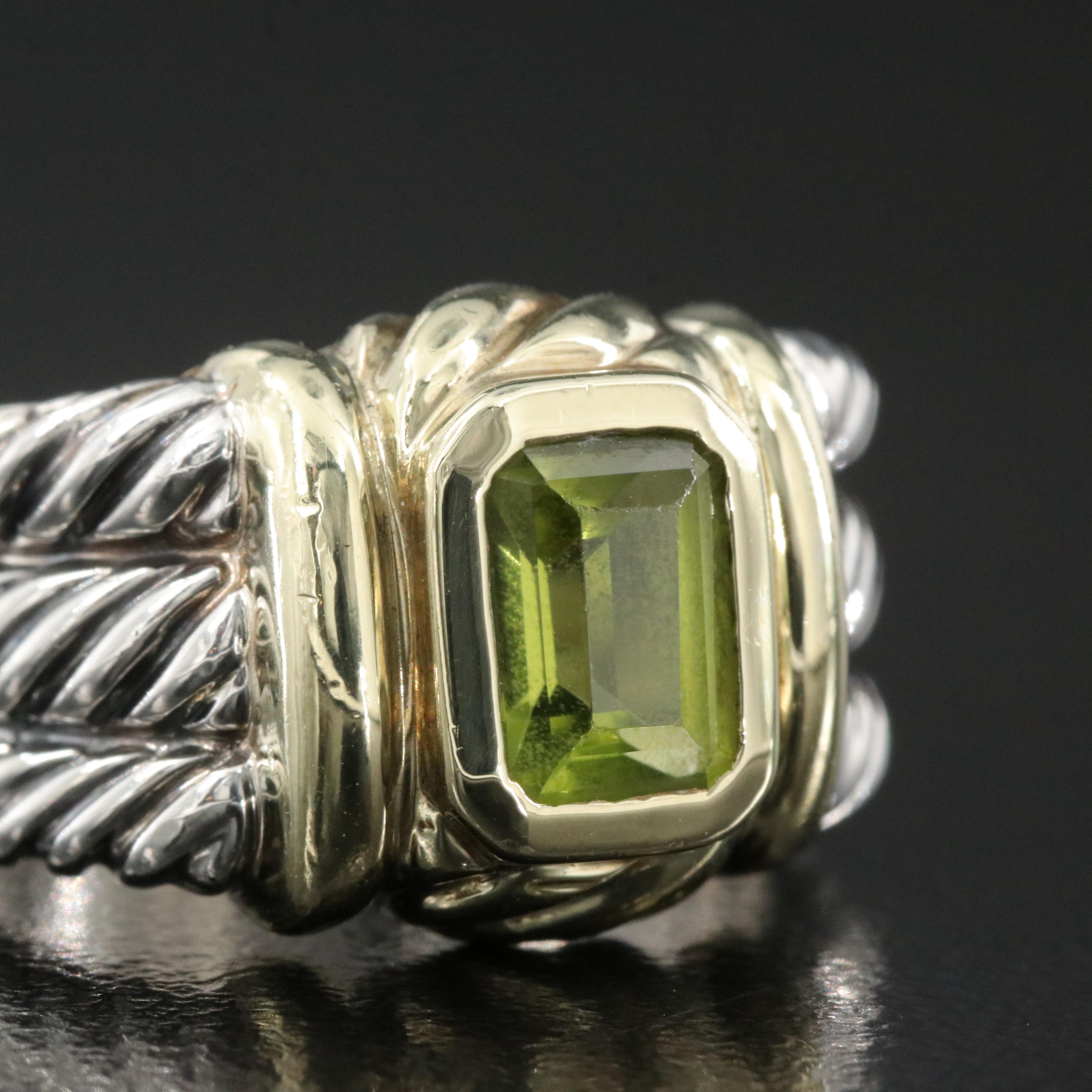 David Yurman Noblesse Sterling, 14K and Peridot Triple Cable Ring