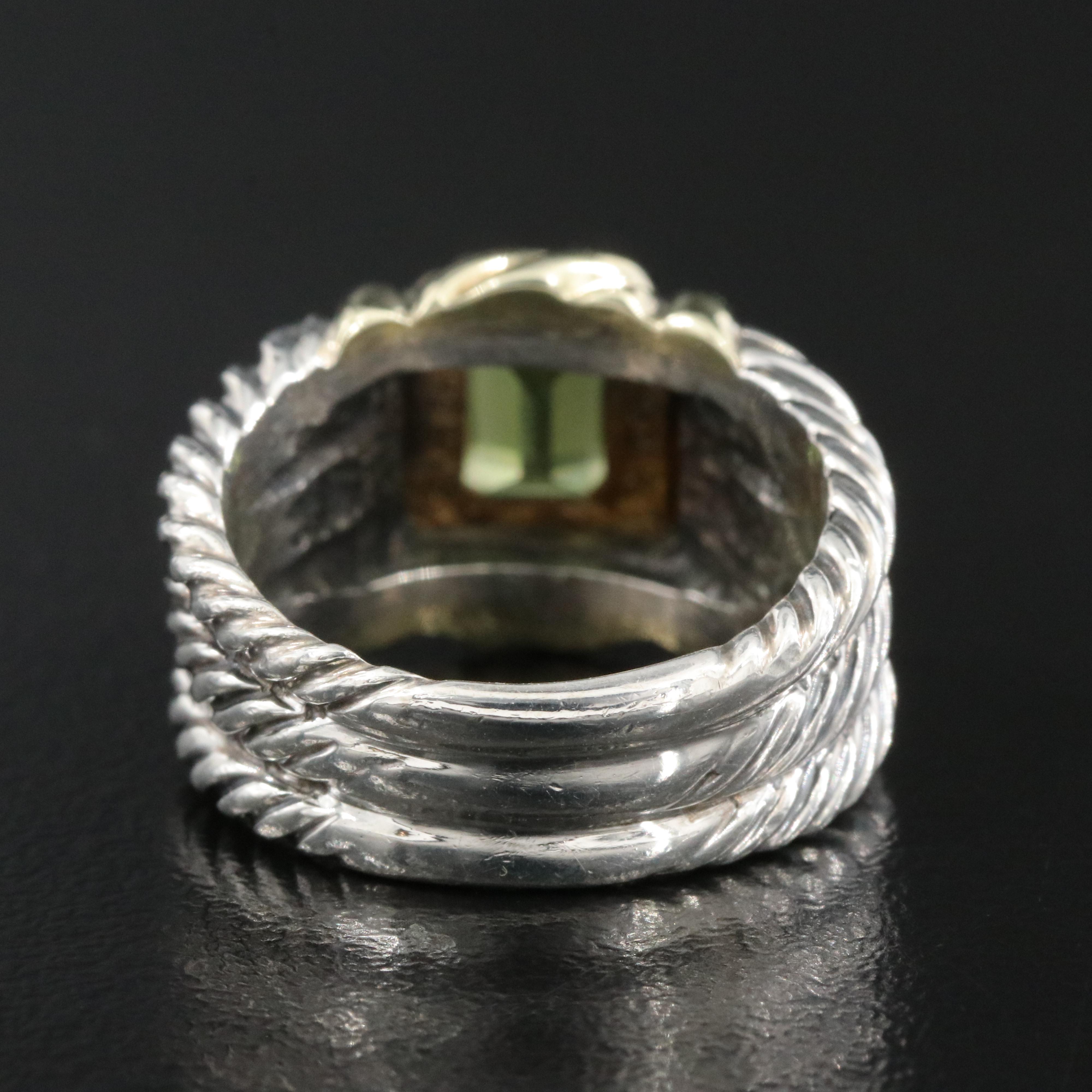 David Yurman Noblesse Sterling, 14K and Peridot Triple Cable Ring