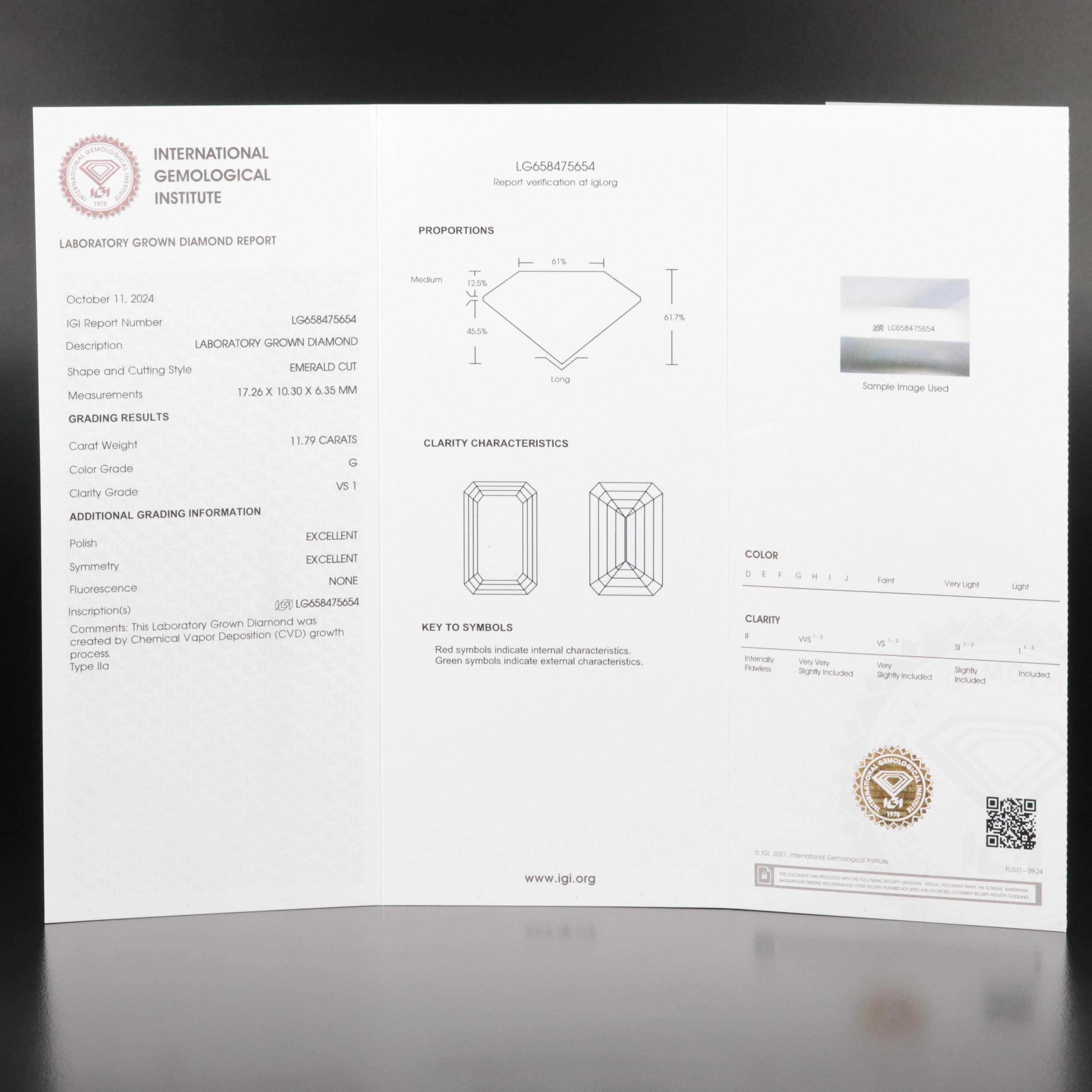 Platinum 12.54 CTW Lab Grown Diamond Ring with IGI Report