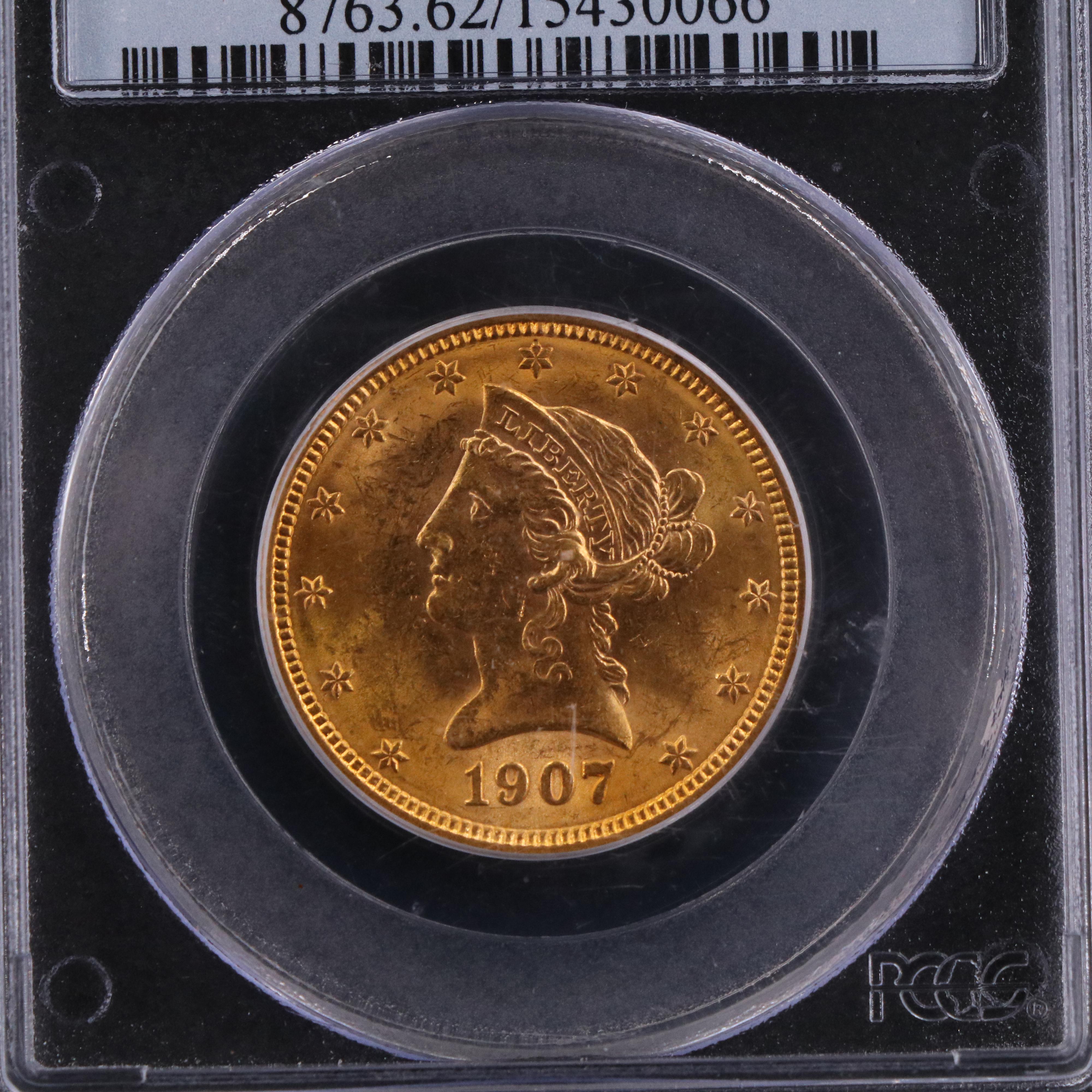 PCGS MS62 1907 Liberty Head $10 Gold Coin