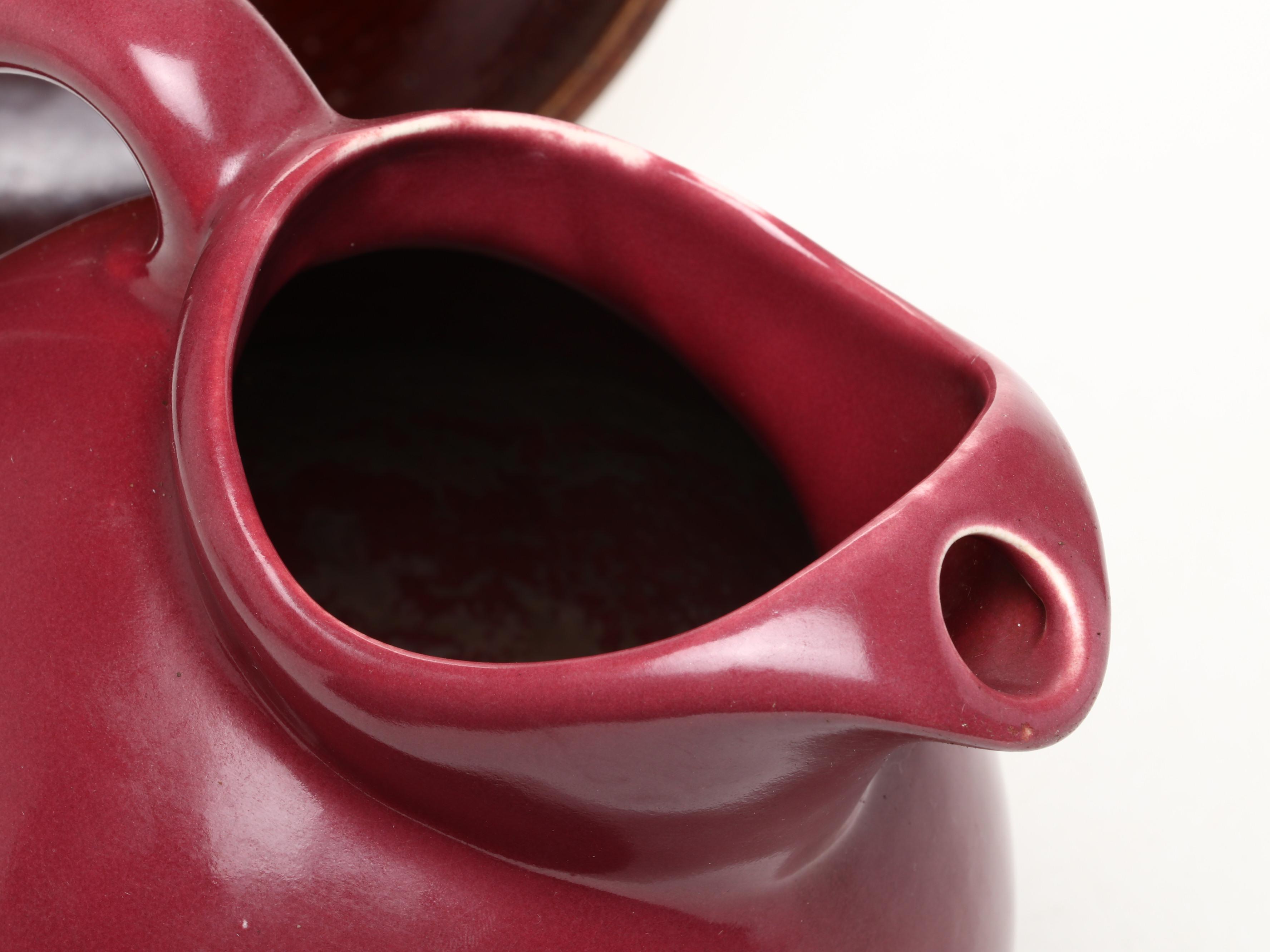 Studio Art Pottery Ball Jug, Ewer, Creamer, Pitcher and Bowl with Enamel Teapot