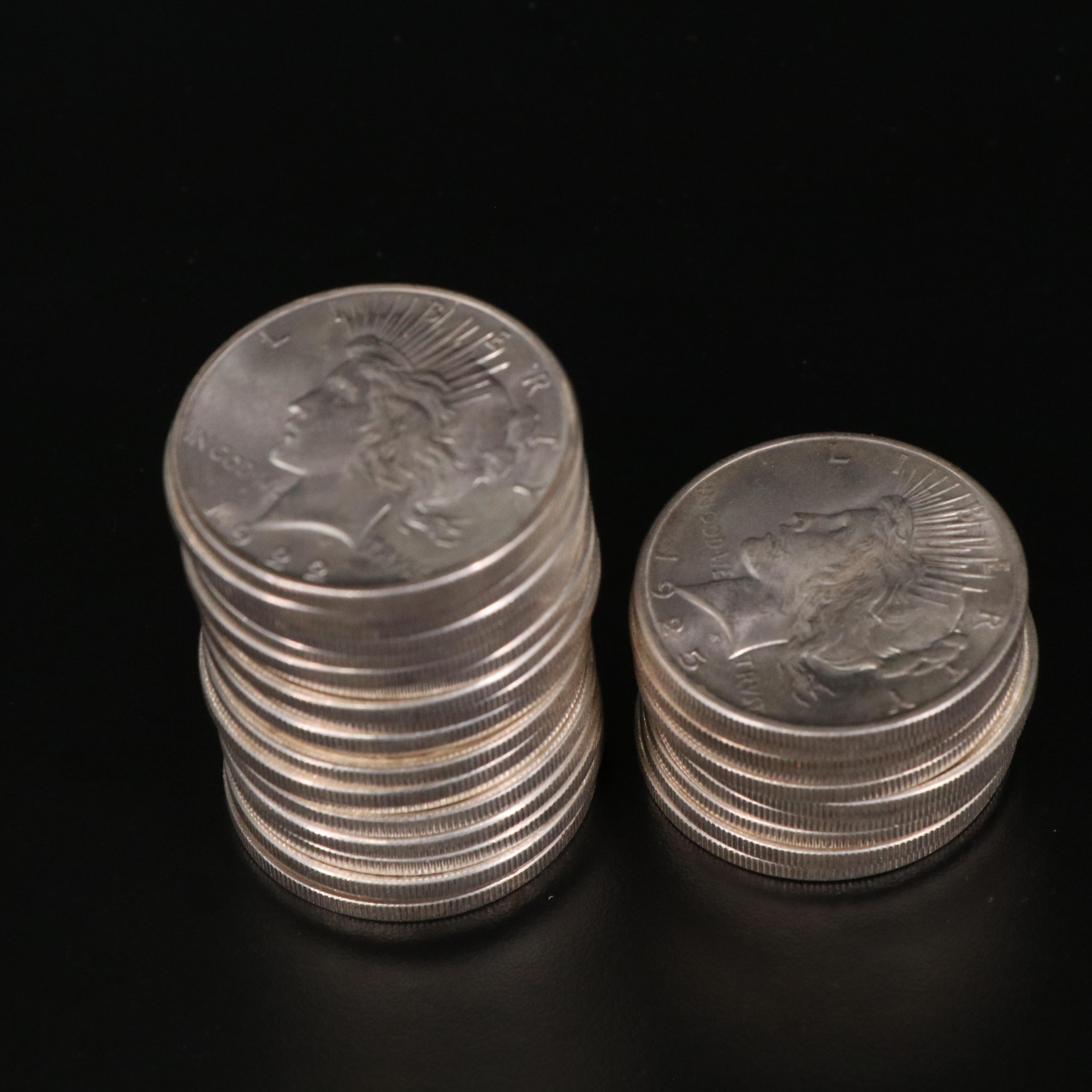 Thirty Uncirculated Peace Silver Dollars