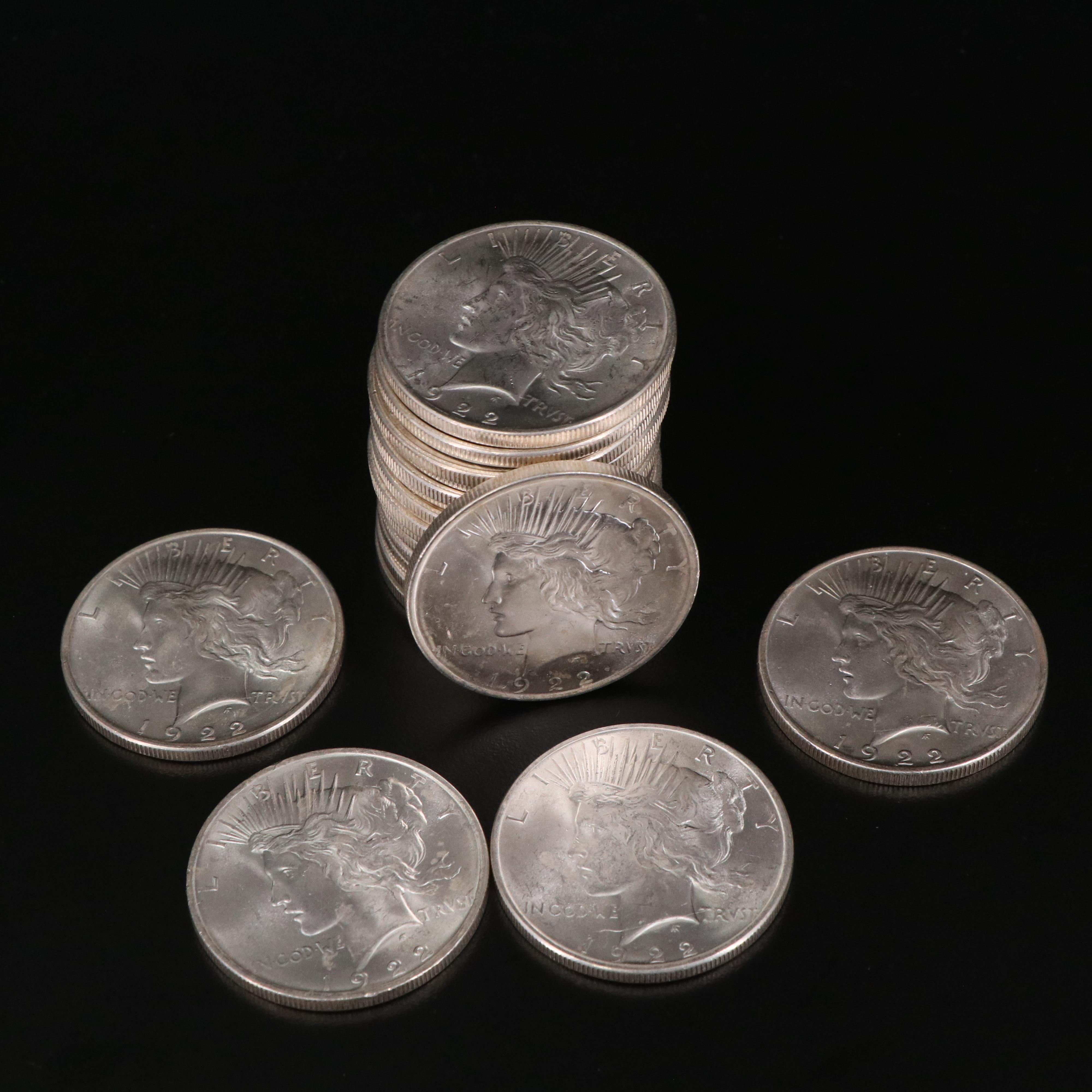 Thirty Uncirculated Peace Silver Dollars
