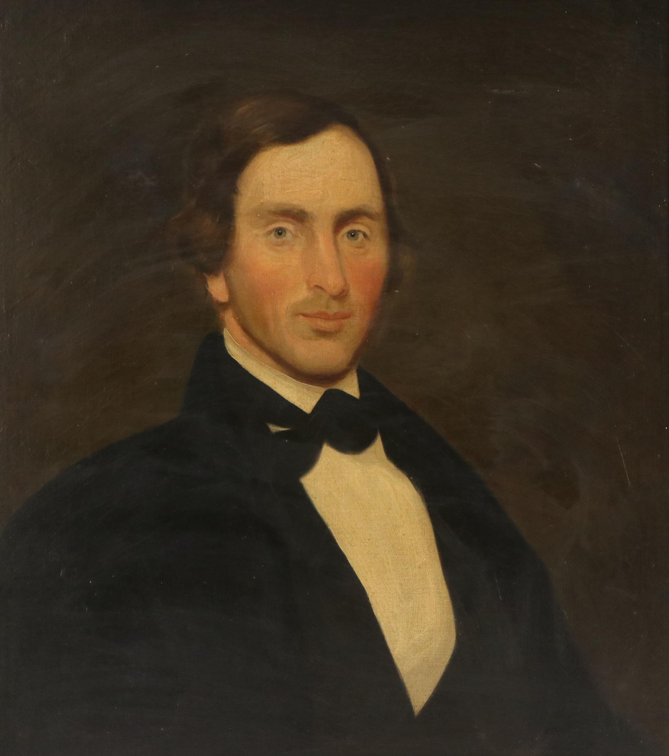 American School Oil Portrait Painting of Gentleman, Late 19th Century