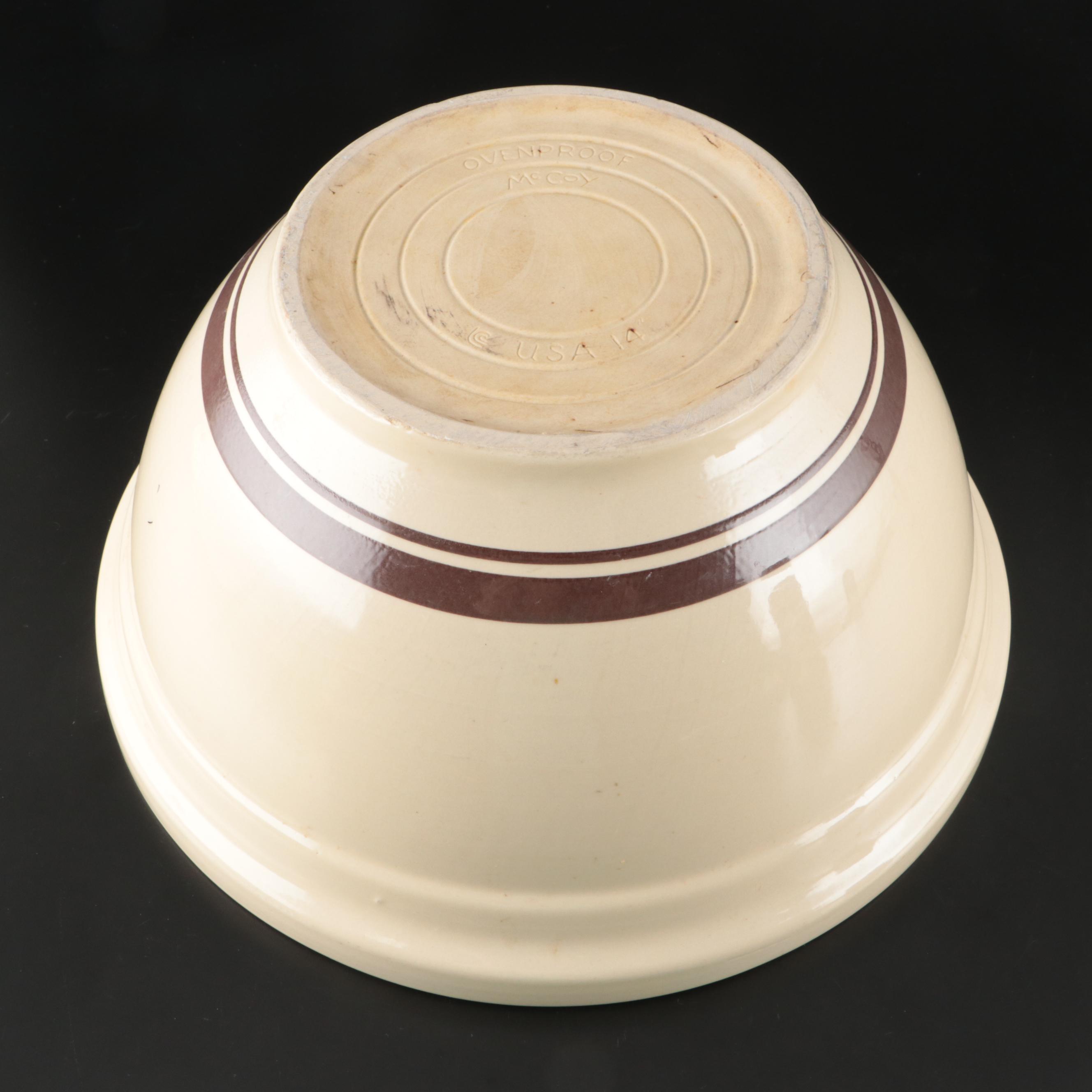 McCoy Striped Stoneware Bowl and Ceramic Pitcher