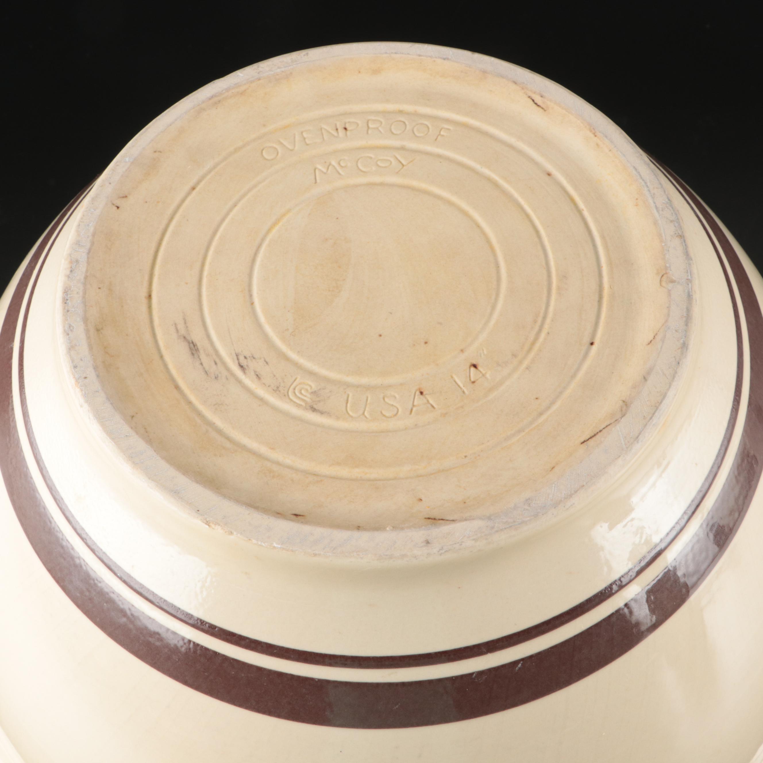 McCoy Striped Stoneware Bowl and Ceramic Pitcher