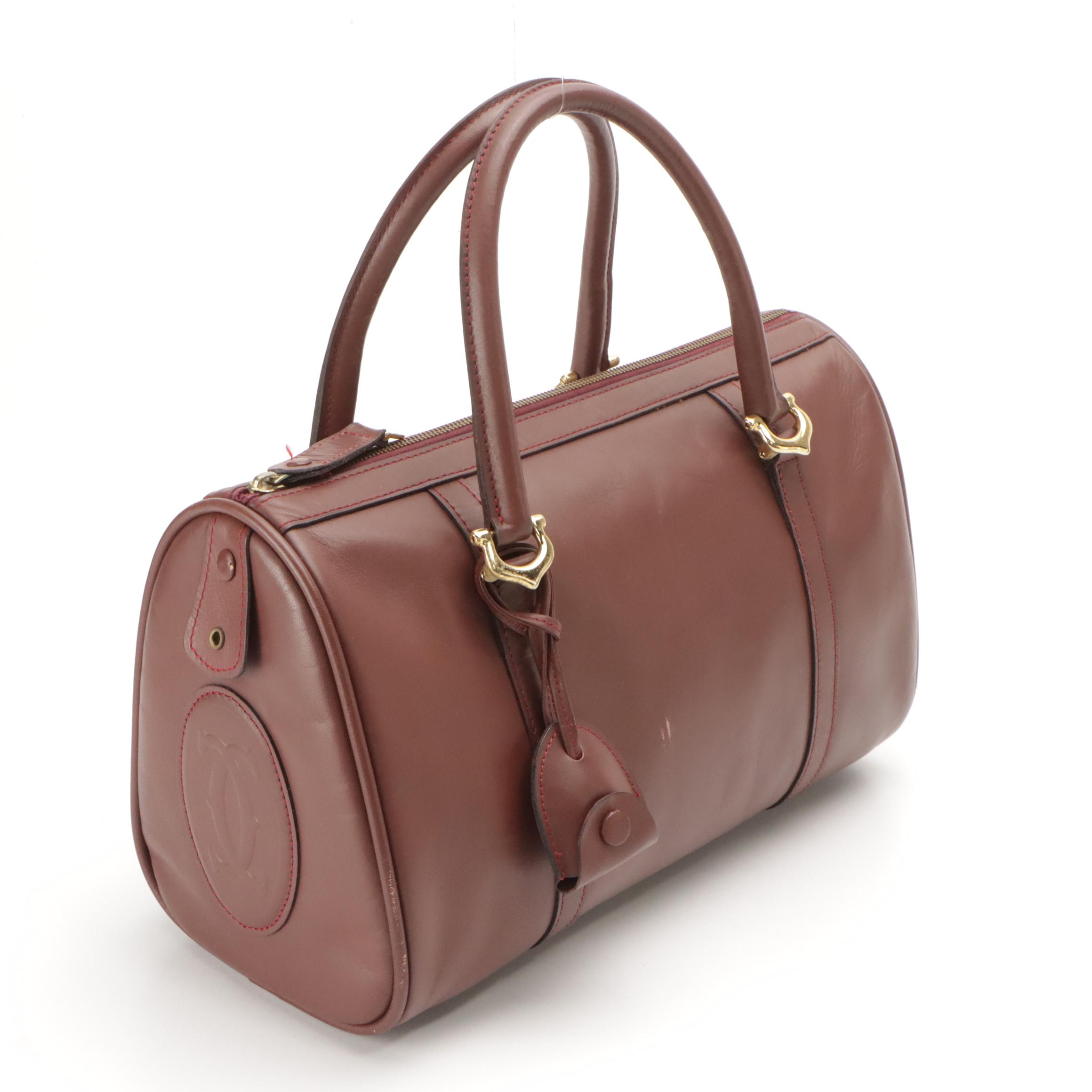 Cartier Must de Cartier Boston Satchel in Burgundy Leather