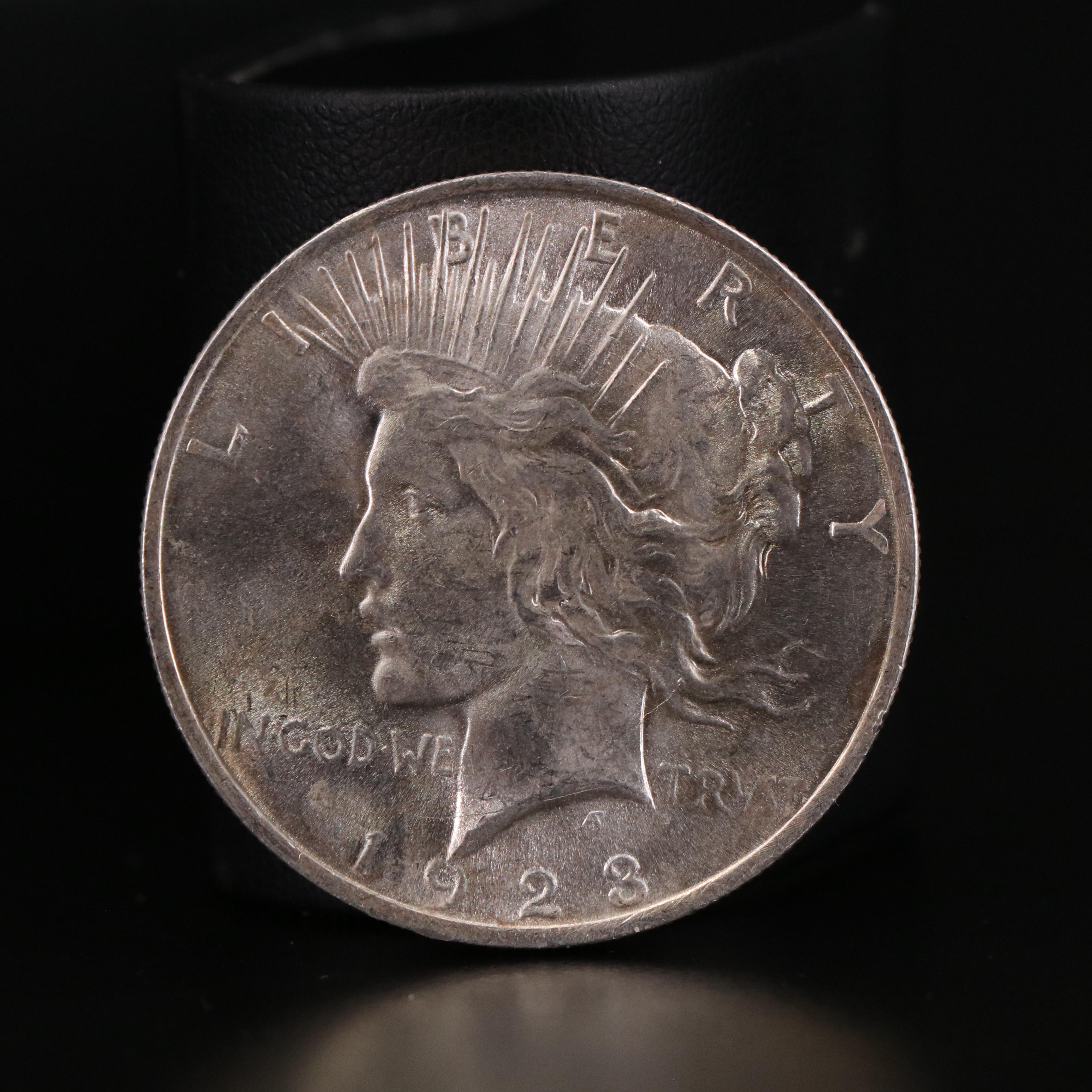 Three U.S. Silver Peace Dollars 1923, 1924, and 1925