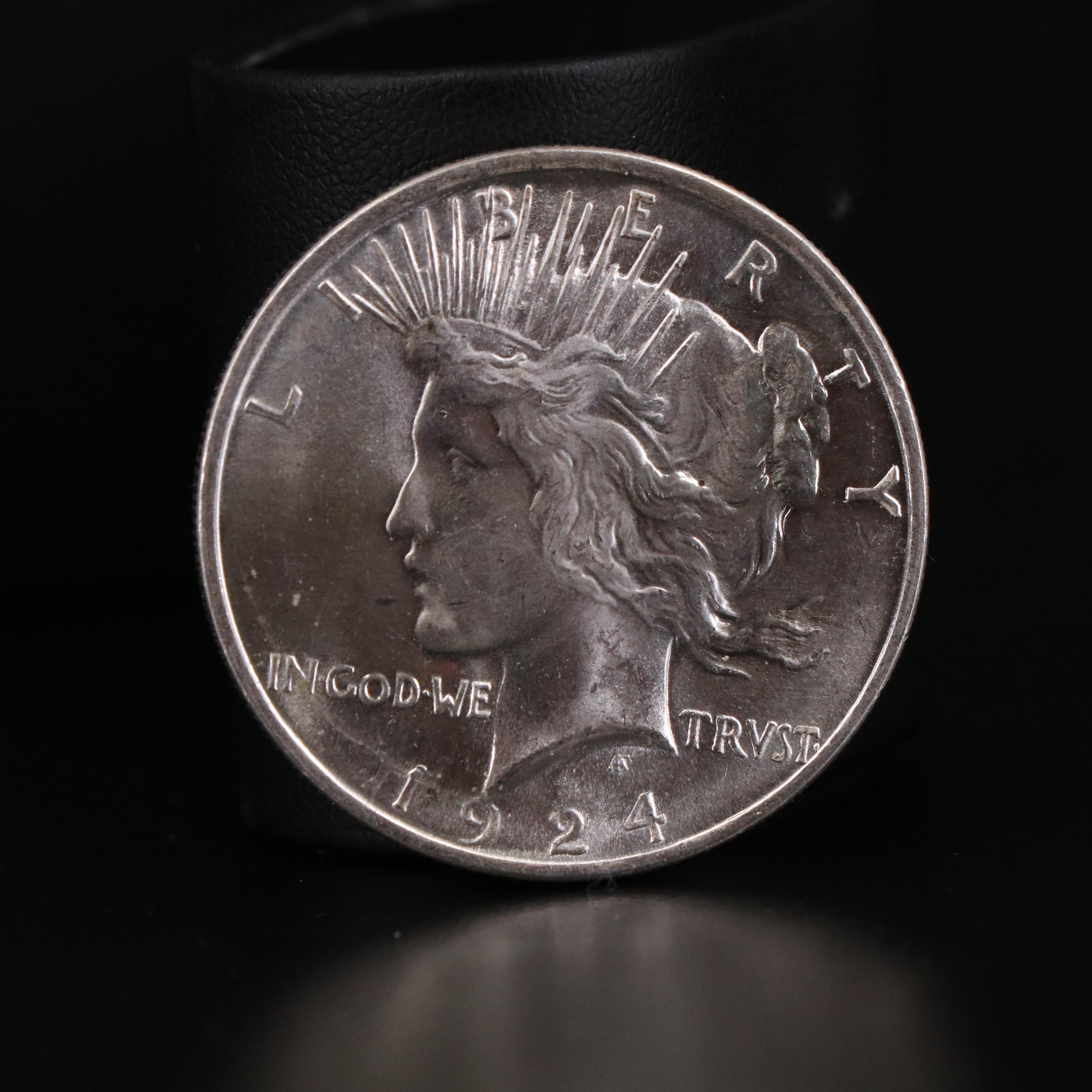 Three U.S. Silver Peace Dollars 1923, 1924, and 1925