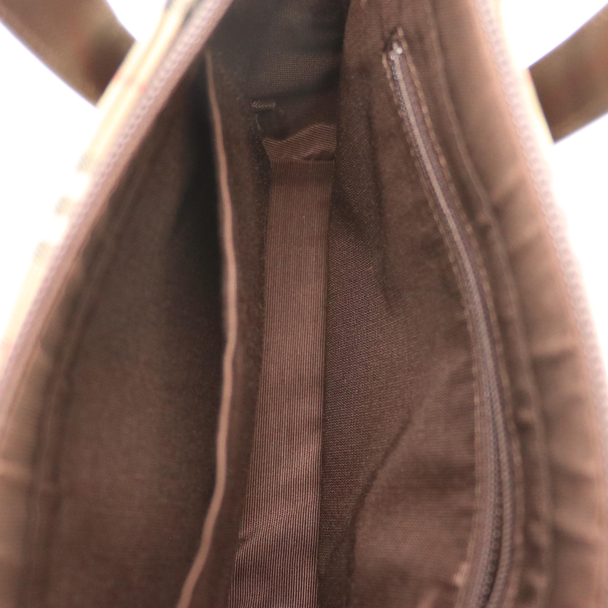 Burberry Haymarket Check Canvas Mini Tote with Brown Saffiano Leather Trim