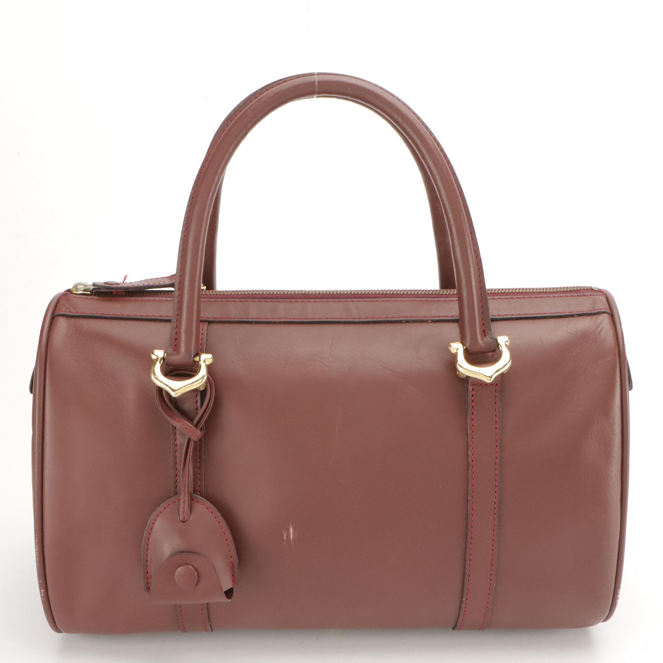 Cartier Must de Cartier Boston Satchel in Burgundy Leather