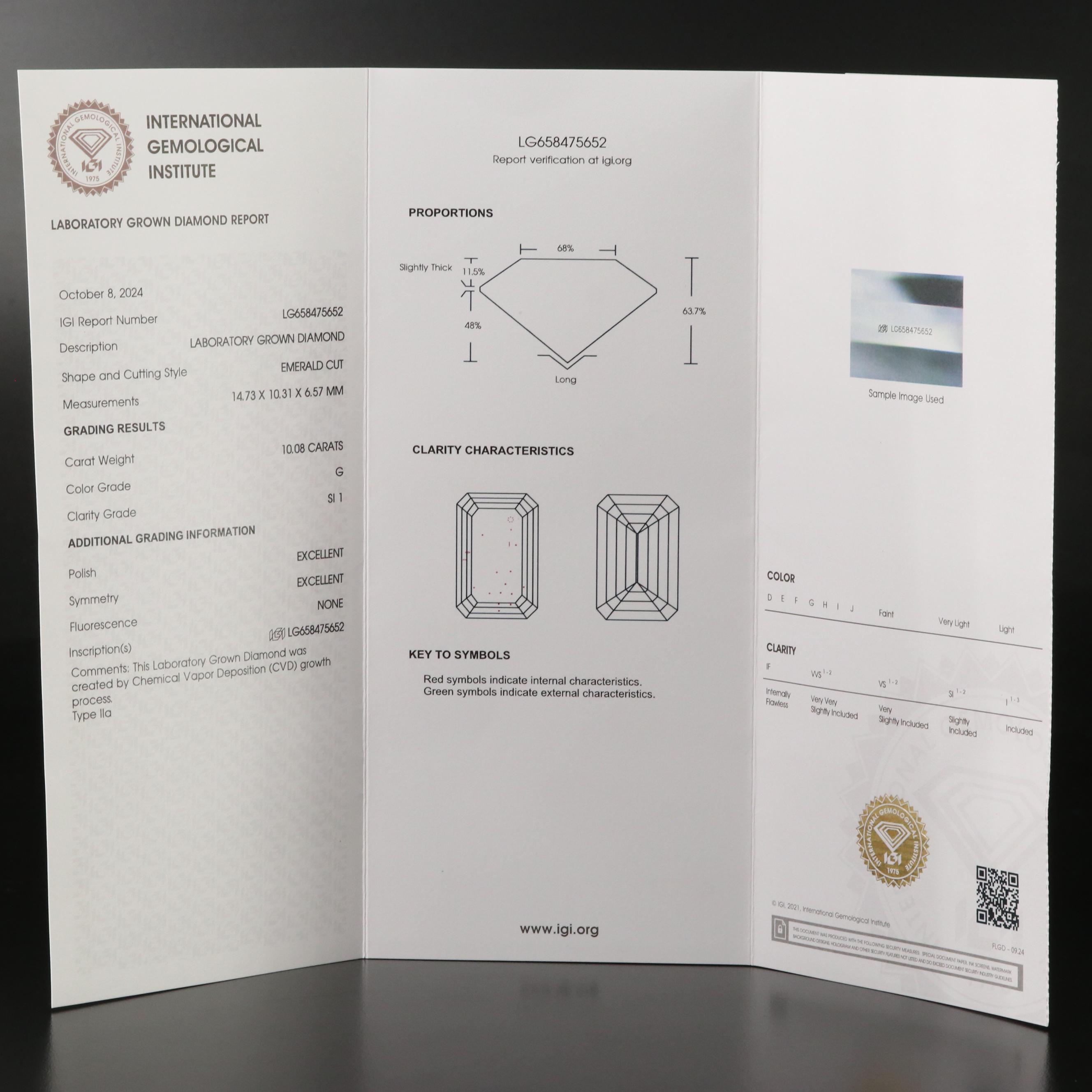 Platinum 10.78 CTW Lab Grown Diamond Ring with IGI Report