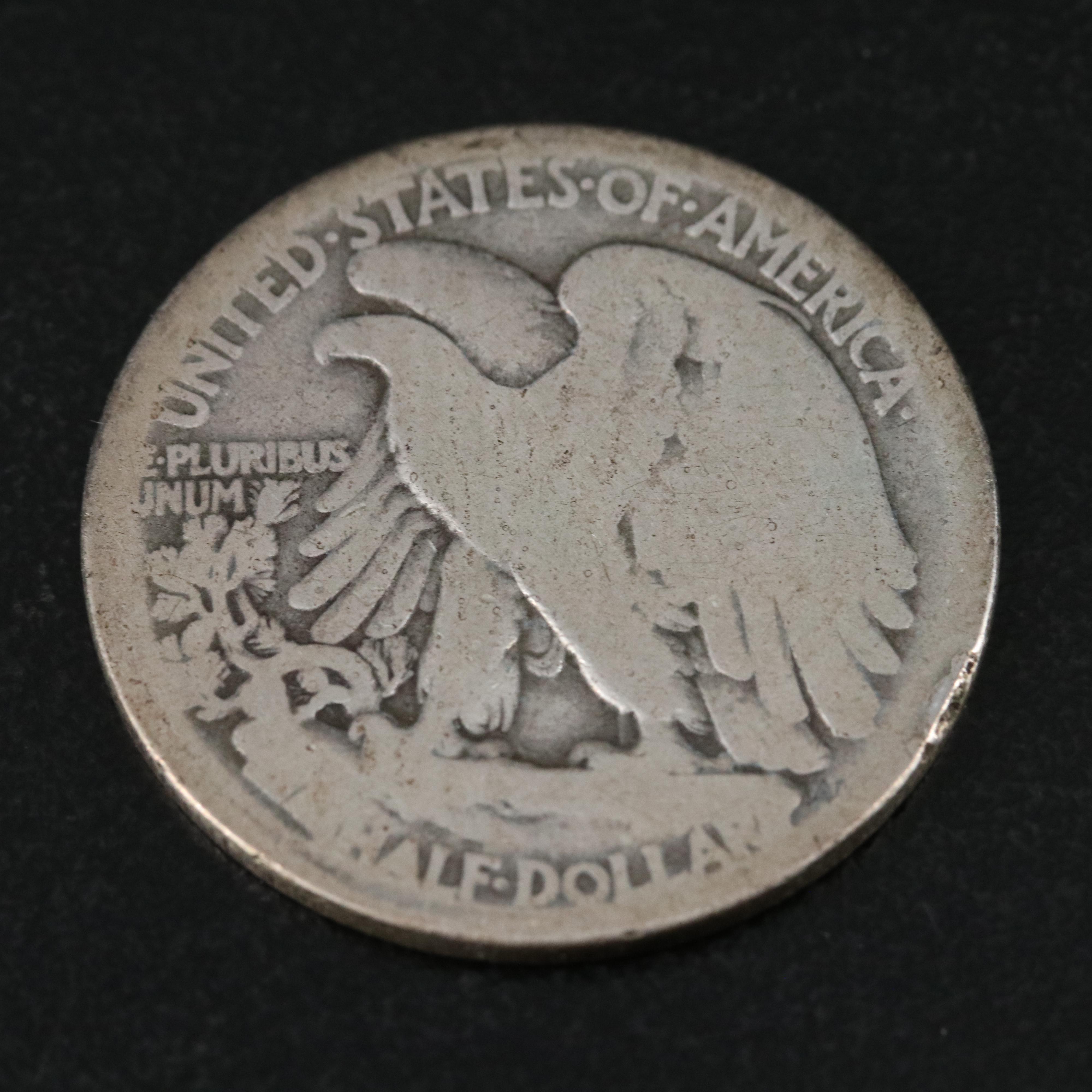 3 Walking Liberty Half Dollars, Obverse Mint Marks 1916-D, 1916-S, and 1917-S