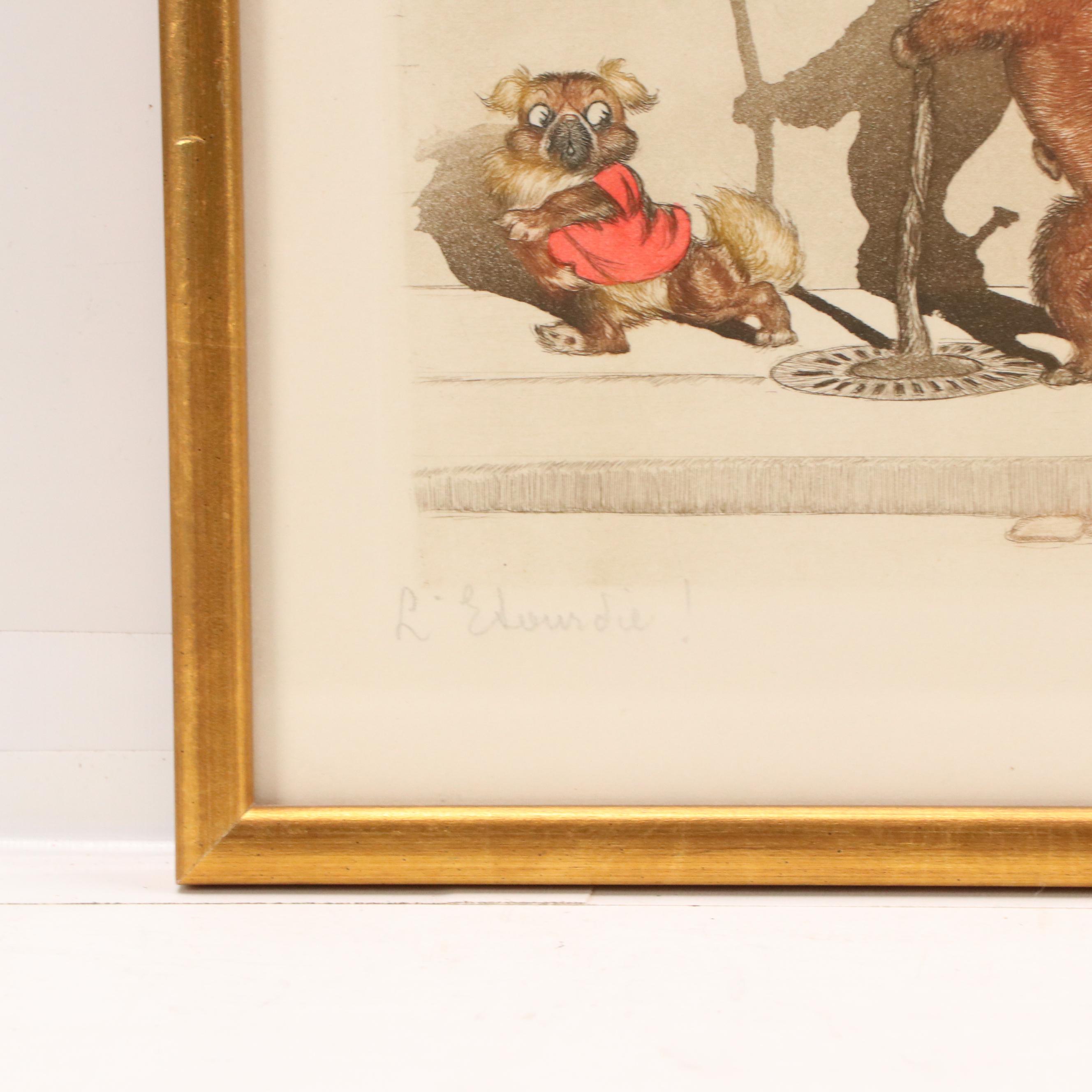 Boris O'Klein "Dirty Dogs of Paris" Etching "L'Etourdie"