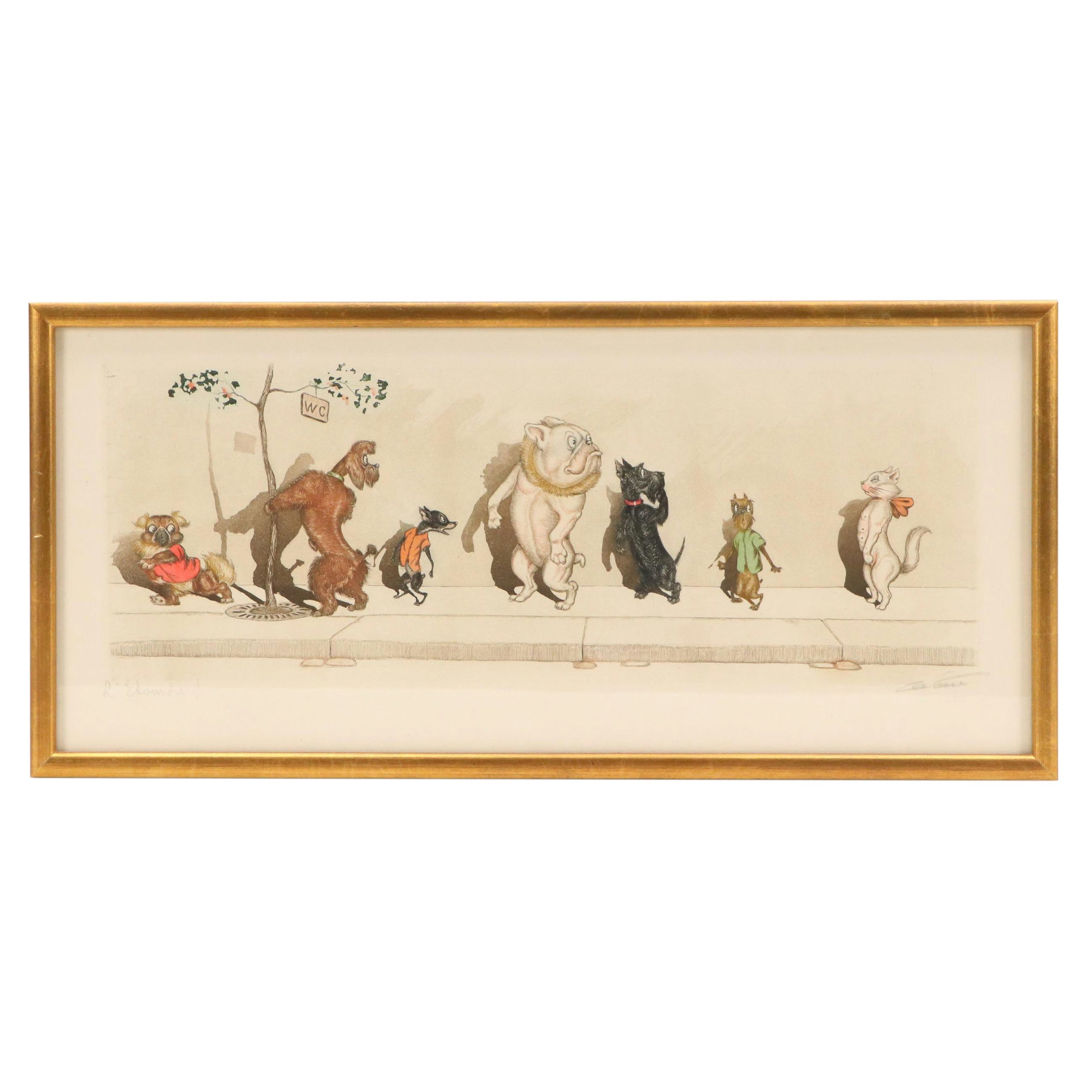 Boris O'Klein "Dirty Dogs of Paris" Etching "L'Etourdie"