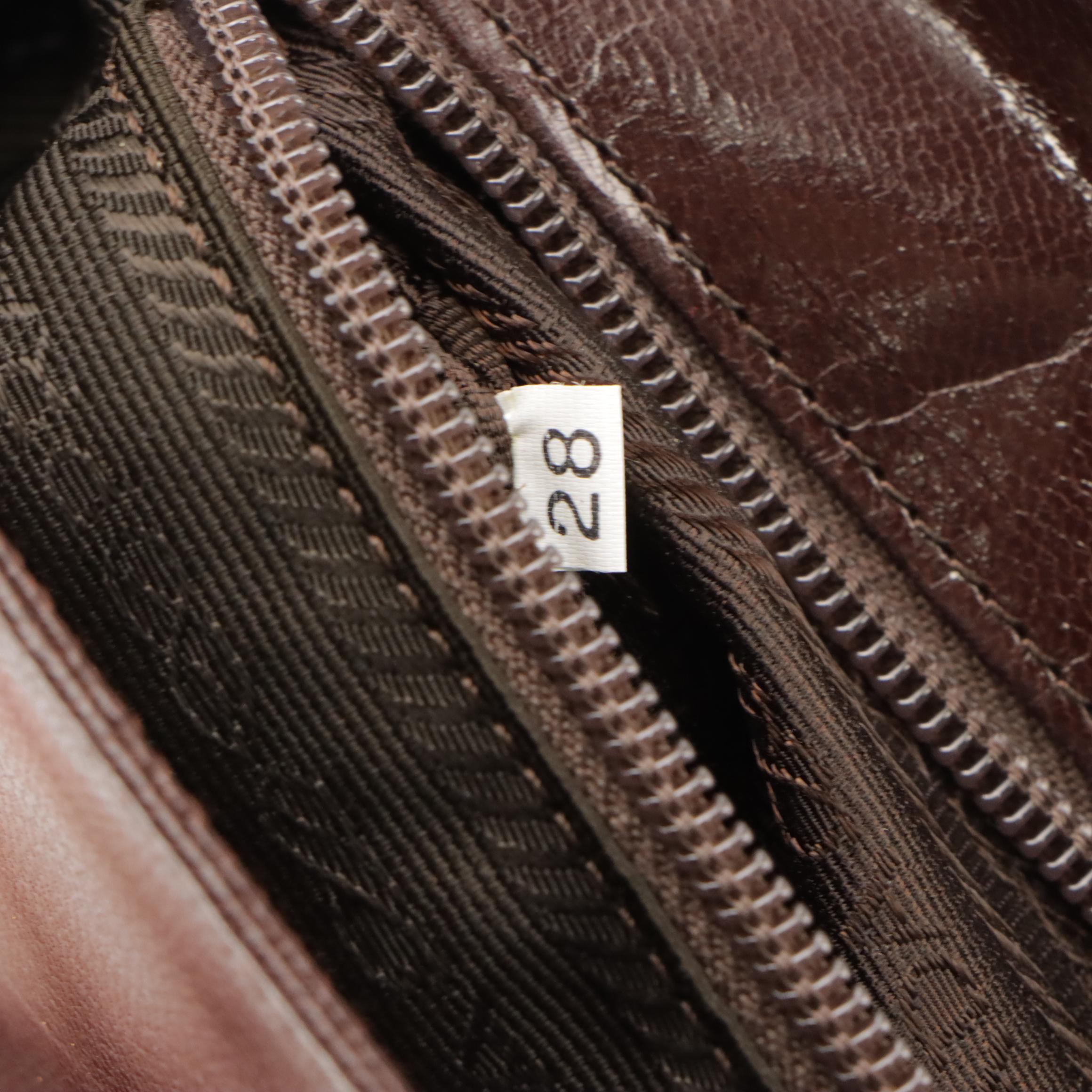 Prada Brown Leather Flap-Front Top Handle Shoulder Bag