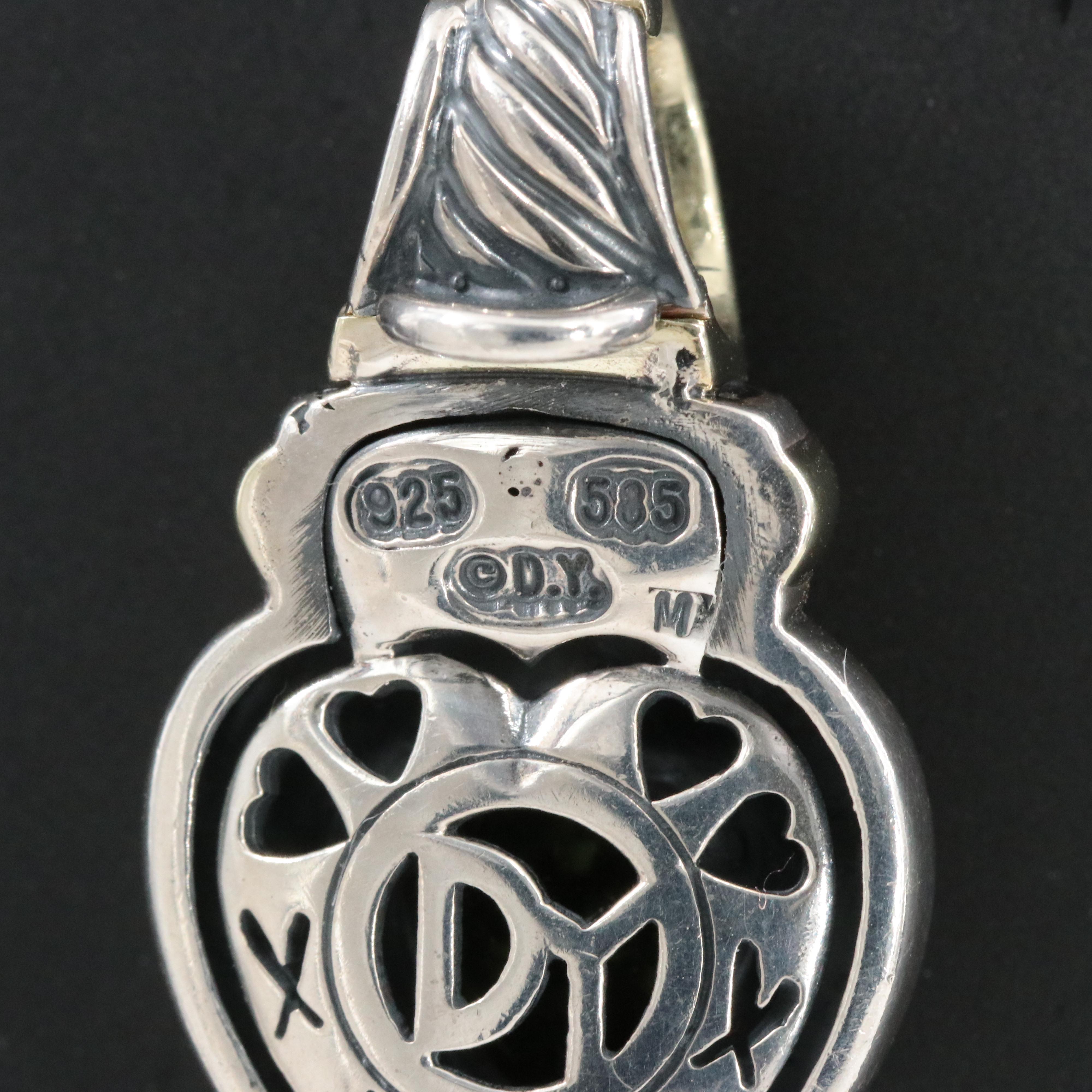 David Yurman Sterling, 14K and Peridot Heart Enhancer Pendant