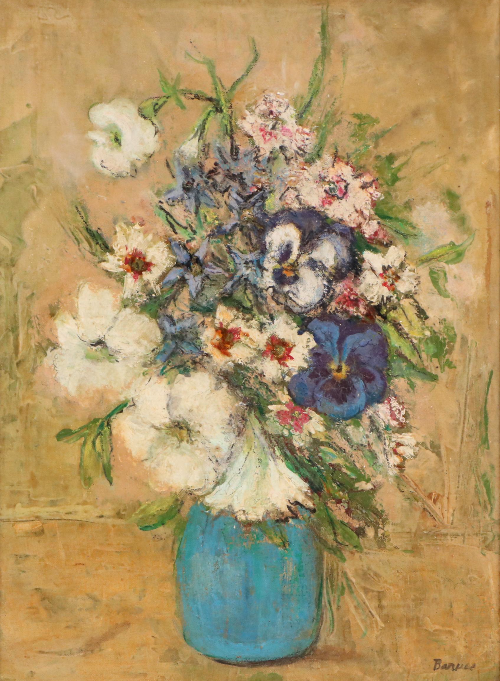 Floral Still Life Oil Painting, Mid-20th Century