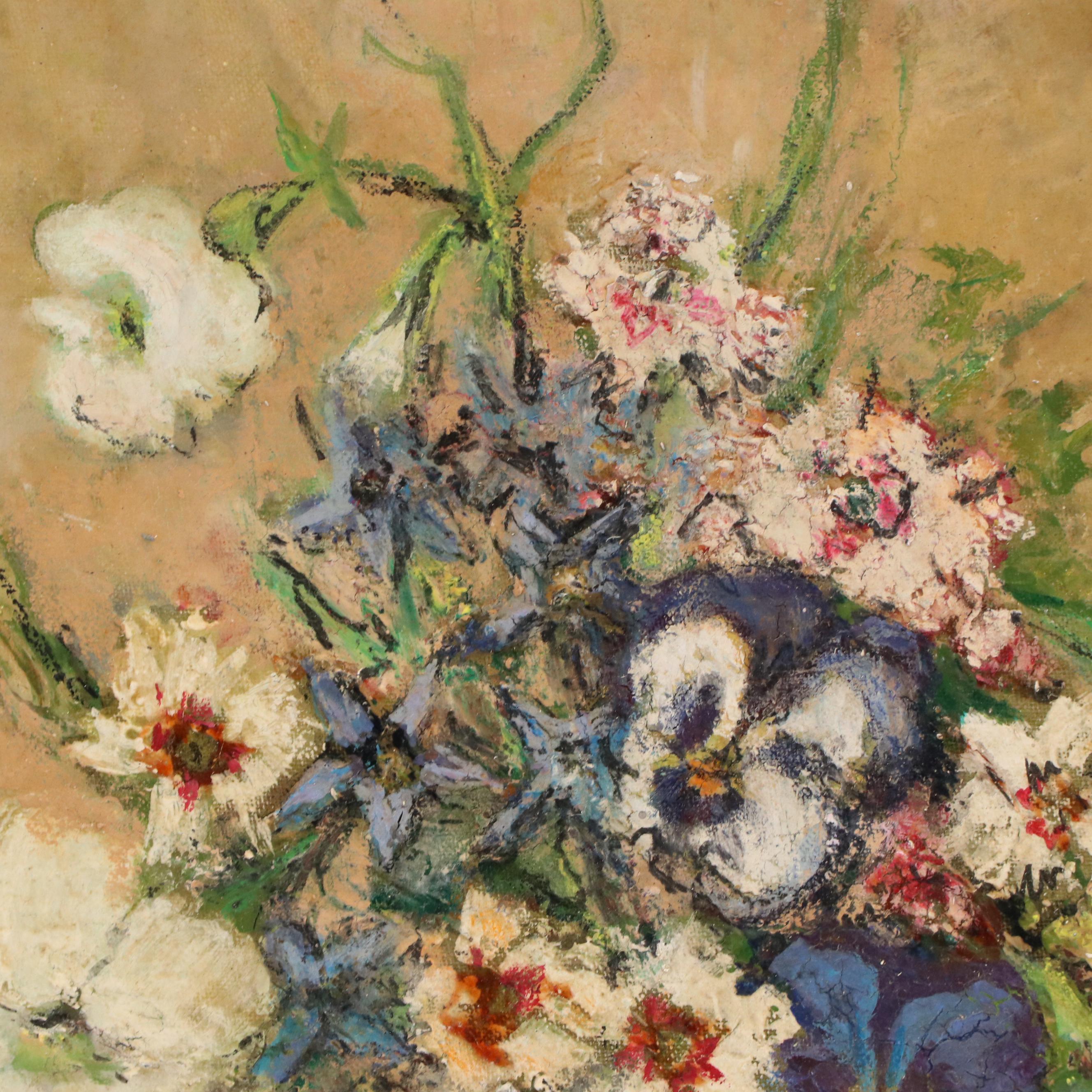 Floral Still Life Oil Painting, Mid-20th Century