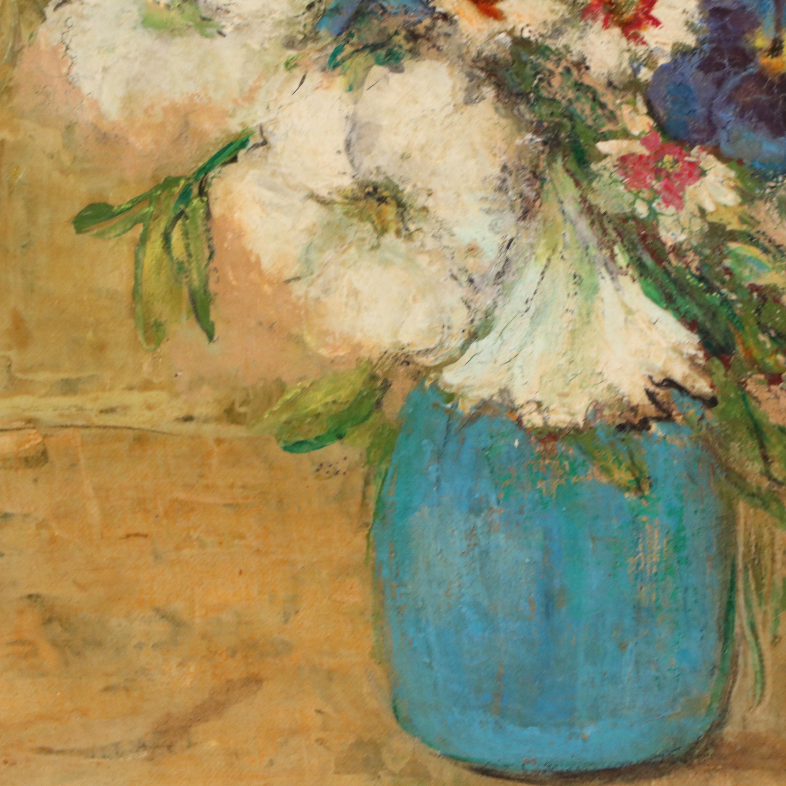 Floral Still Life Oil Painting, Mid-20th Century