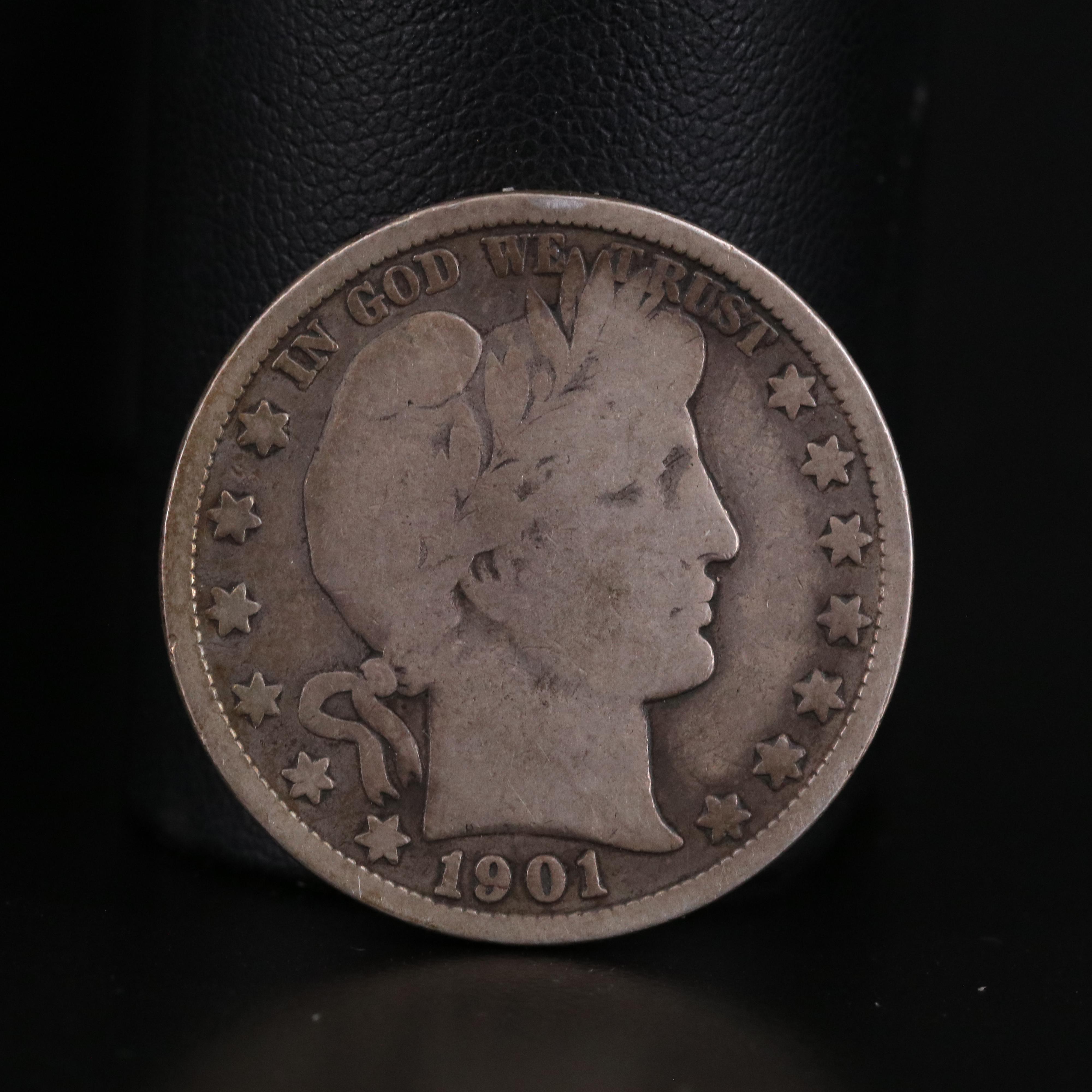 Group of Eight Silver Barber Half Dollars Including a 1901-O