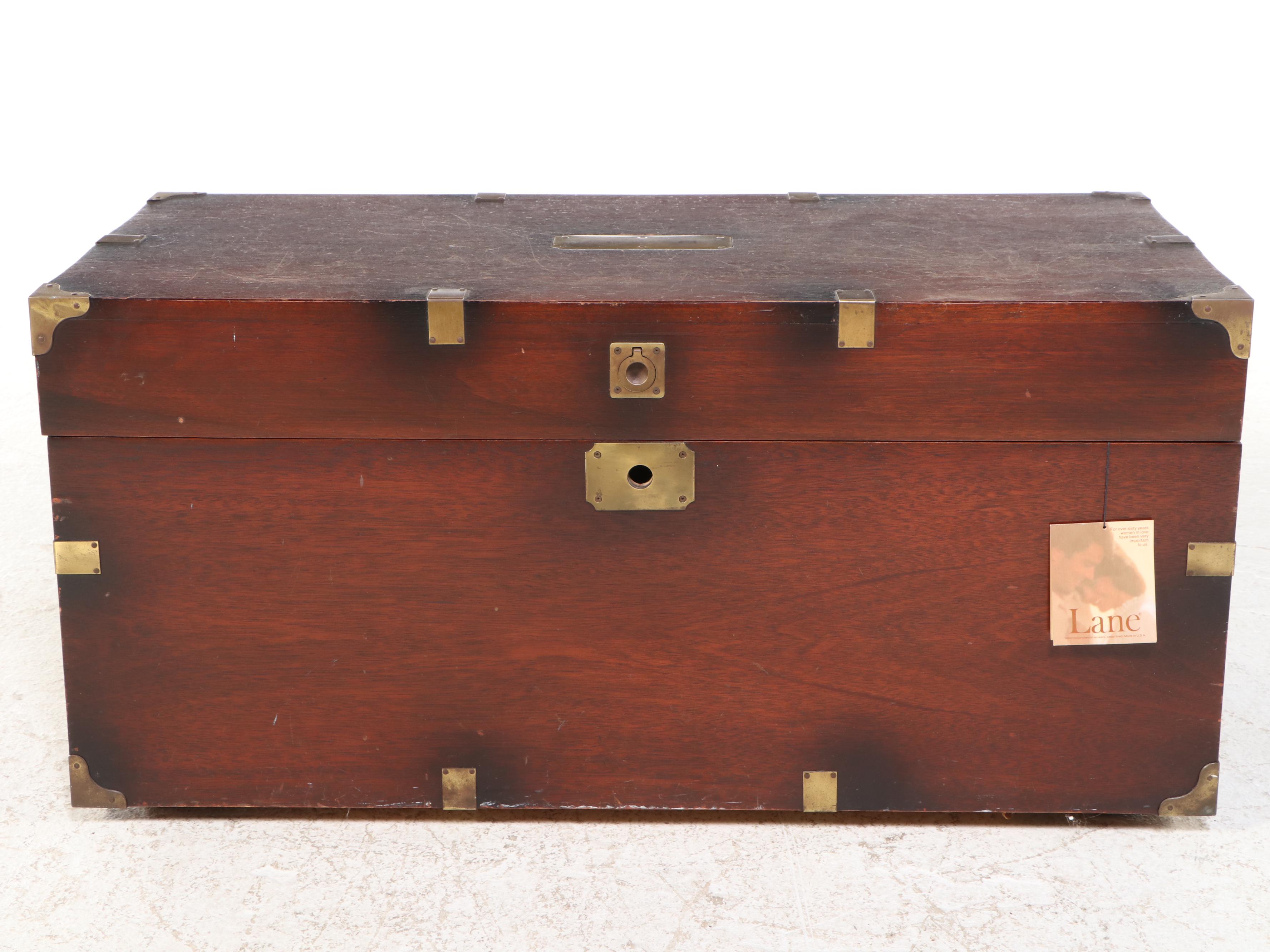 Lane Aroma-Tite Campaign Style Brass-Mounted Mahogany and Cedar Blanket Chest