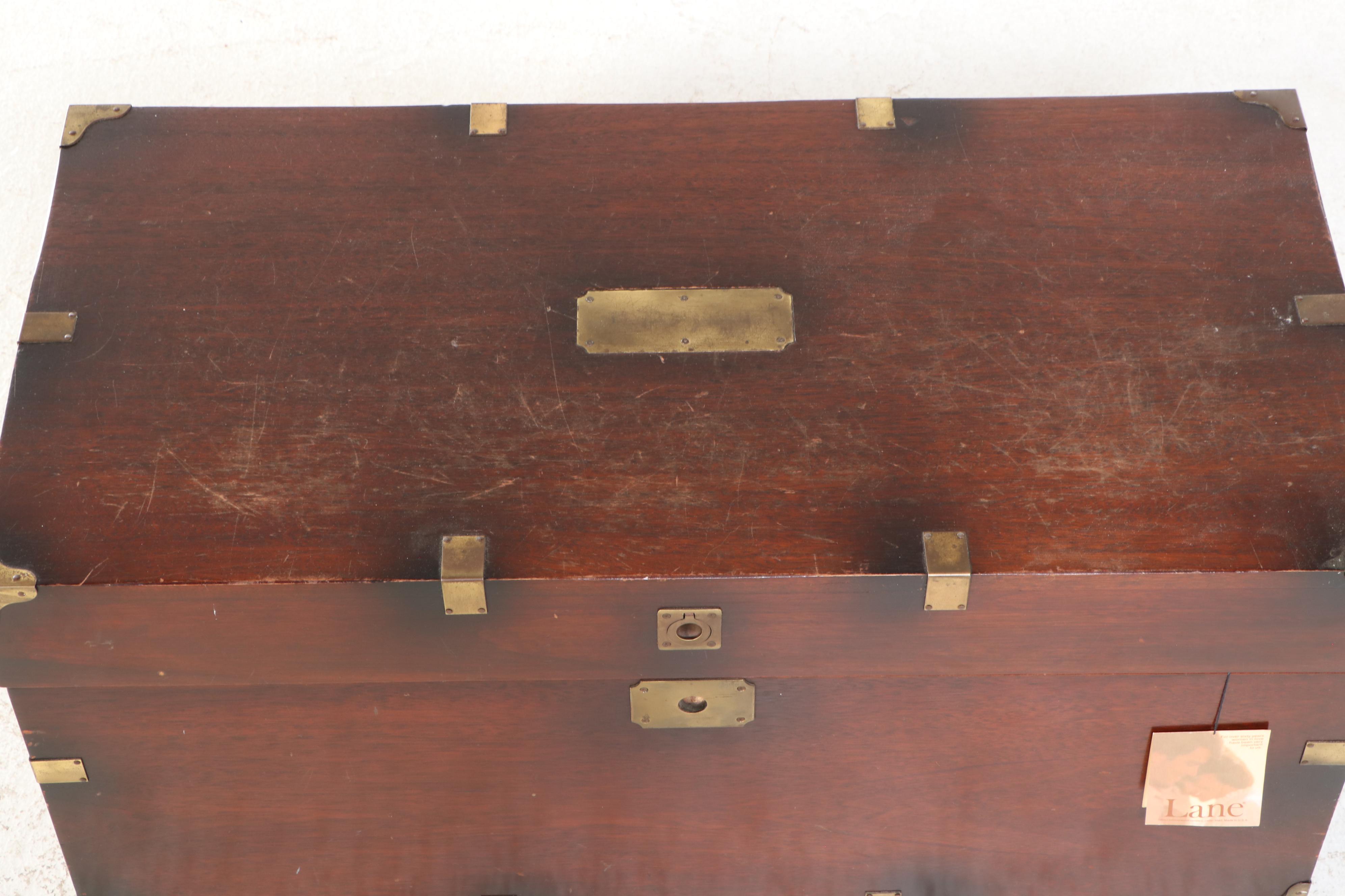 Lane Aroma-Tite Campaign Style Brass-Mounted Mahogany and Cedar Blanket Chest