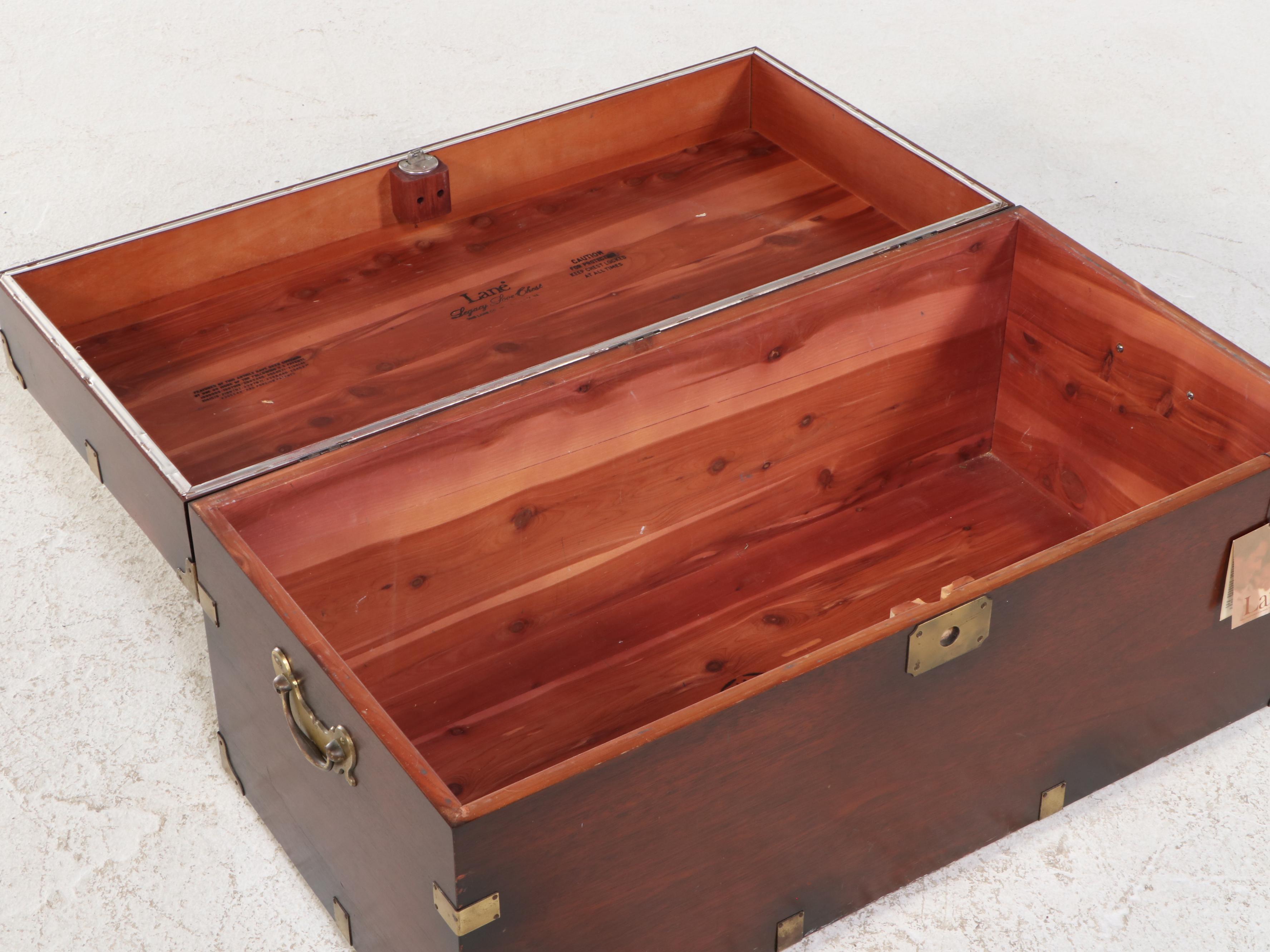 Lane Aroma-Tite Campaign Style Brass-Mounted Mahogany and Cedar Blanket Chest
