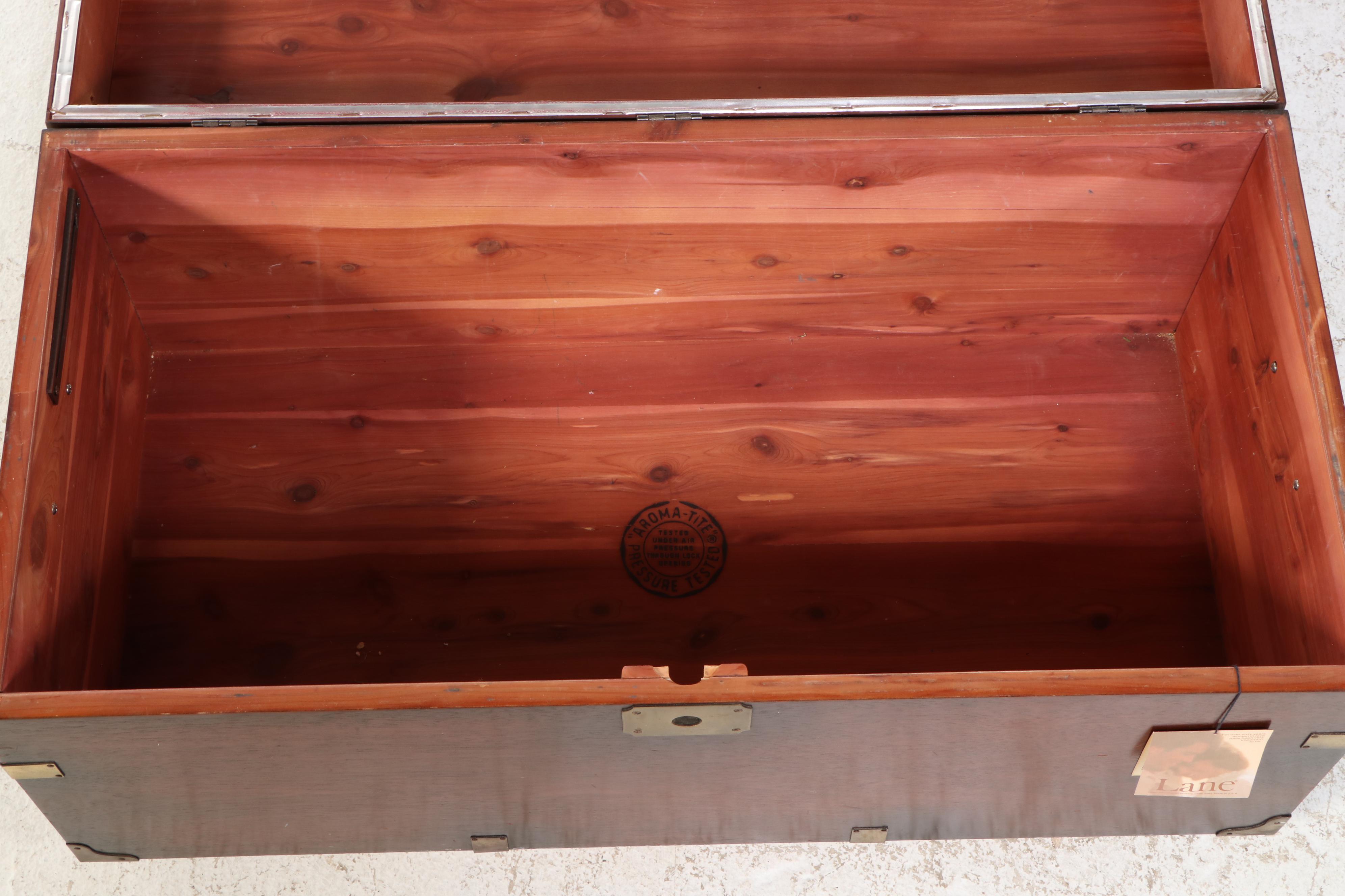 Lane Aroma-Tite Campaign Style Brass-Mounted Mahogany and Cedar Blanket Chest