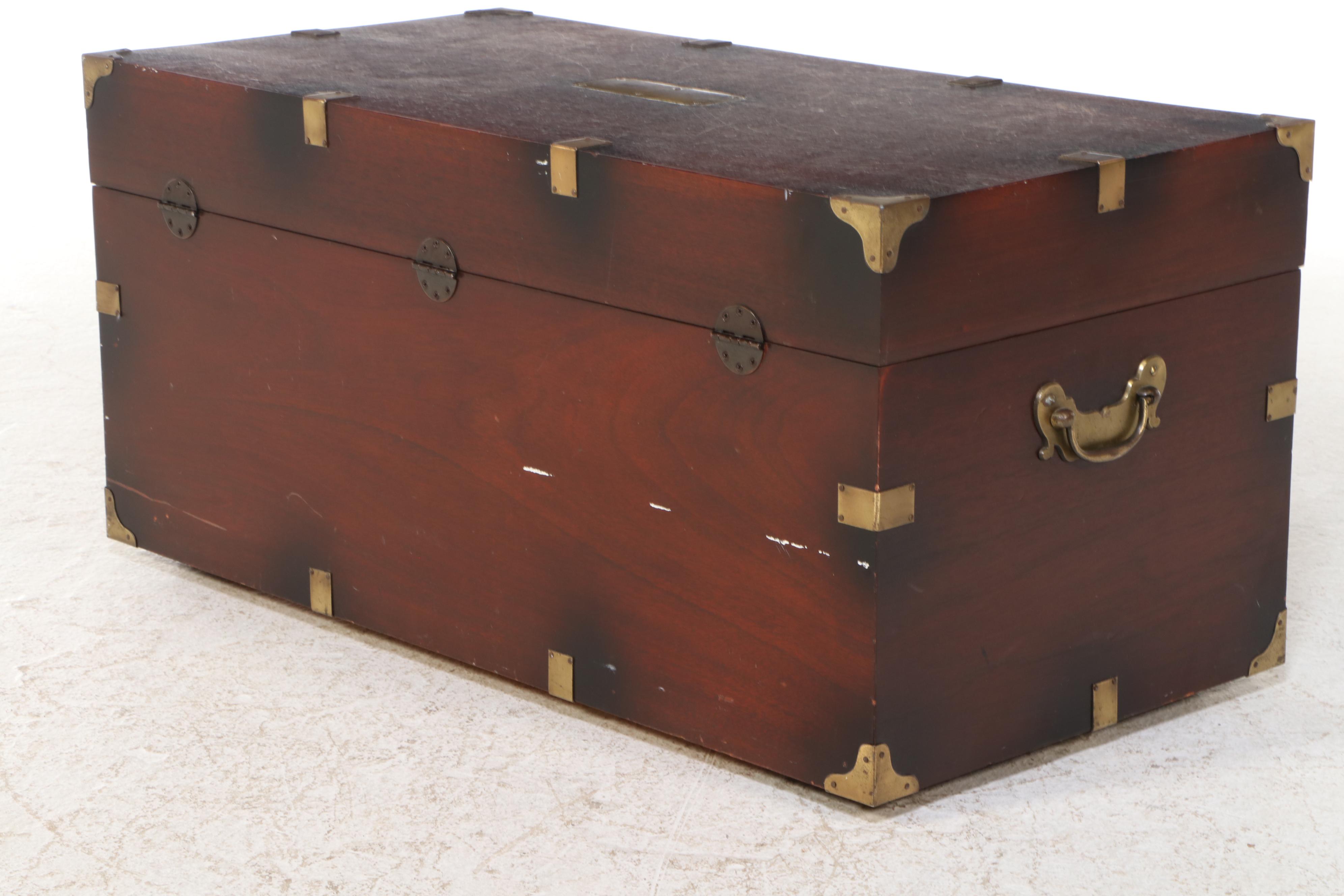 Lane Aroma-Tite Campaign Style Brass-Mounted Mahogany and Cedar Blanket Chest