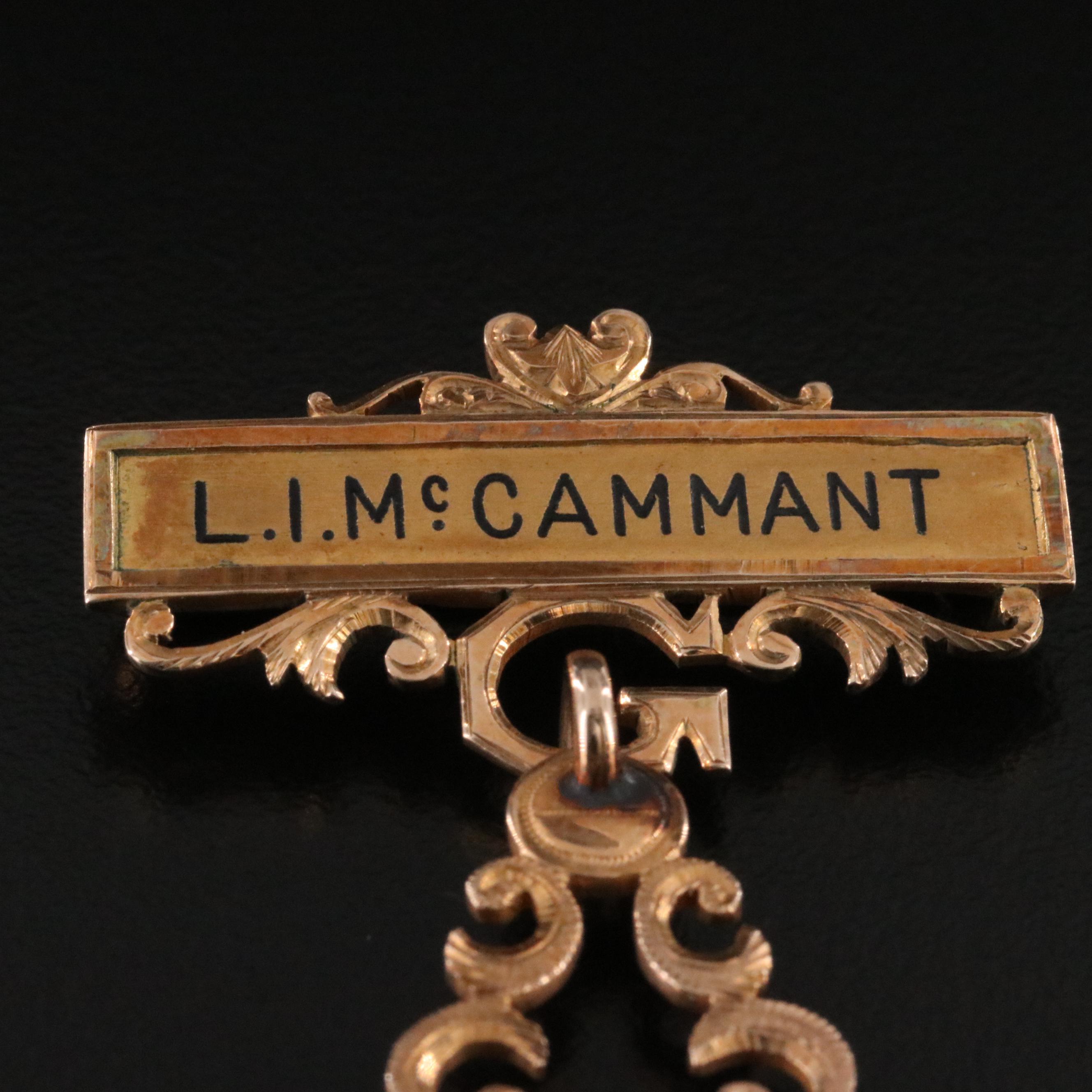 Masonic 10K Carved Moonstone Pin