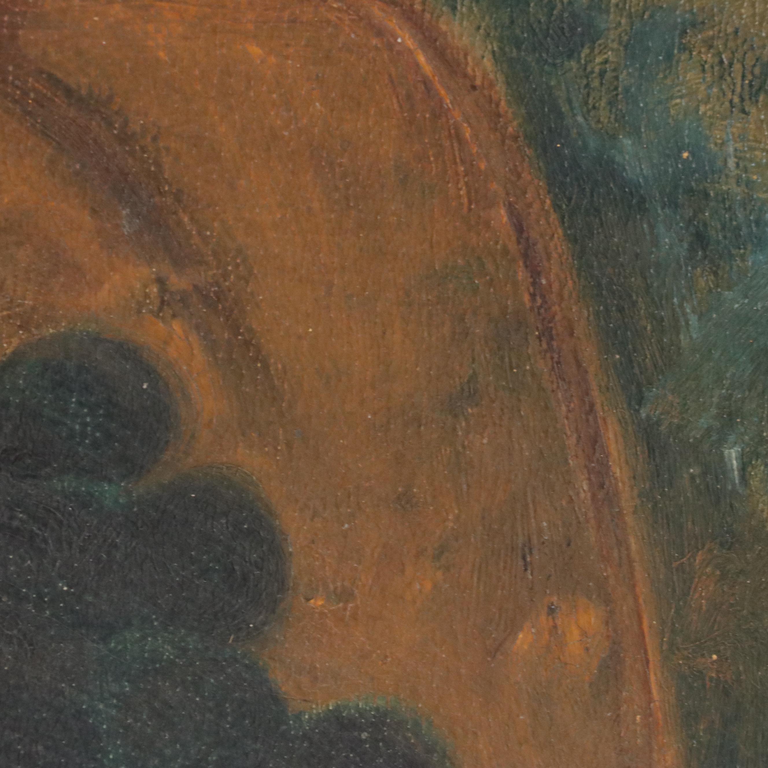 Zoe Anderson Norris Still Life Oil Painting of Grapes in Basket, Circa 1900