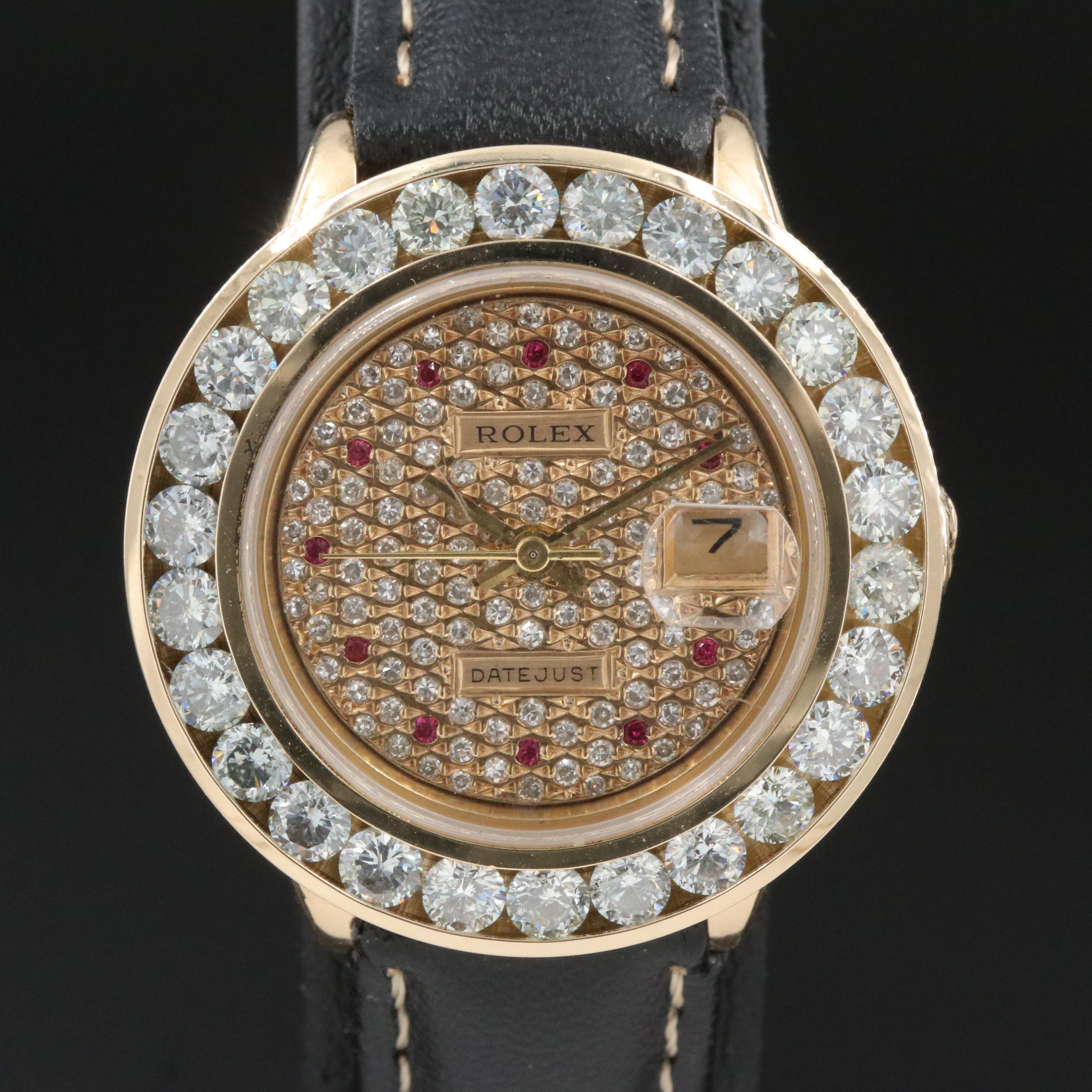 Rolex Datejust 69178 3.41 CTW Custom Diamond 26mm 18K Automatic Watch