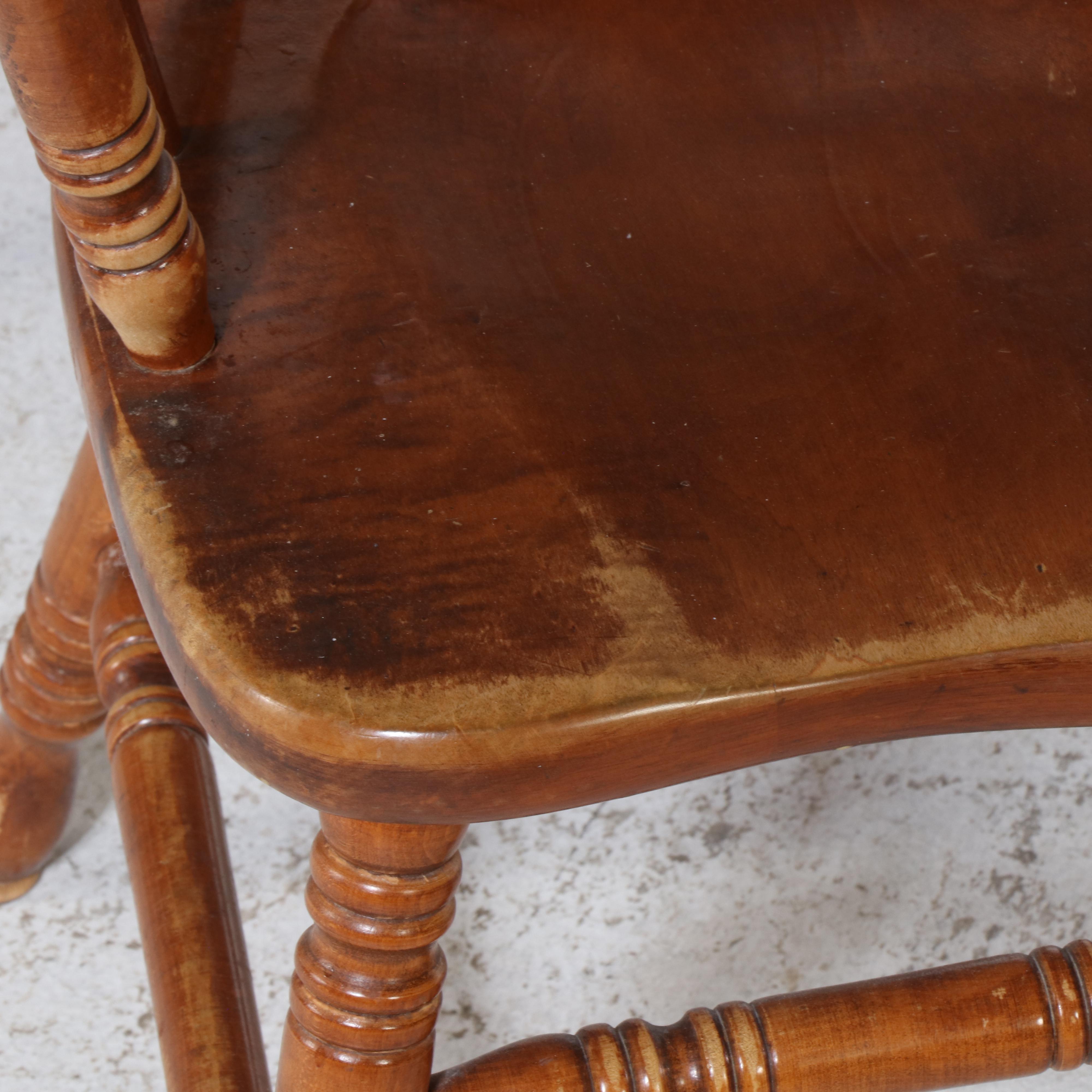 Set of Four American Colonial Style Maple Barrel Back Dining Chairs, Mid-20th C.