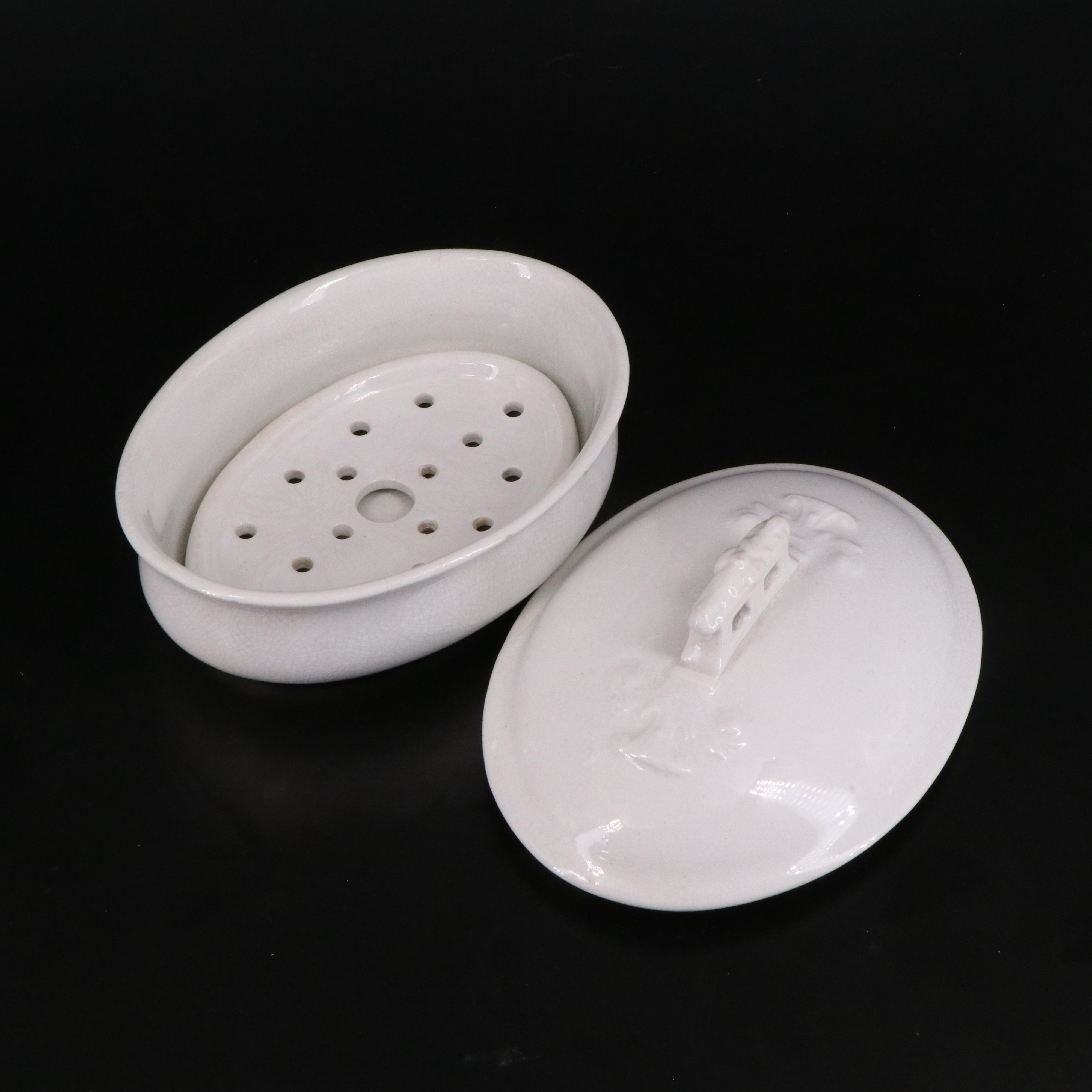 J & G Meakin Tureen with Other English Ironstone Chamber Pot and Soap Dish